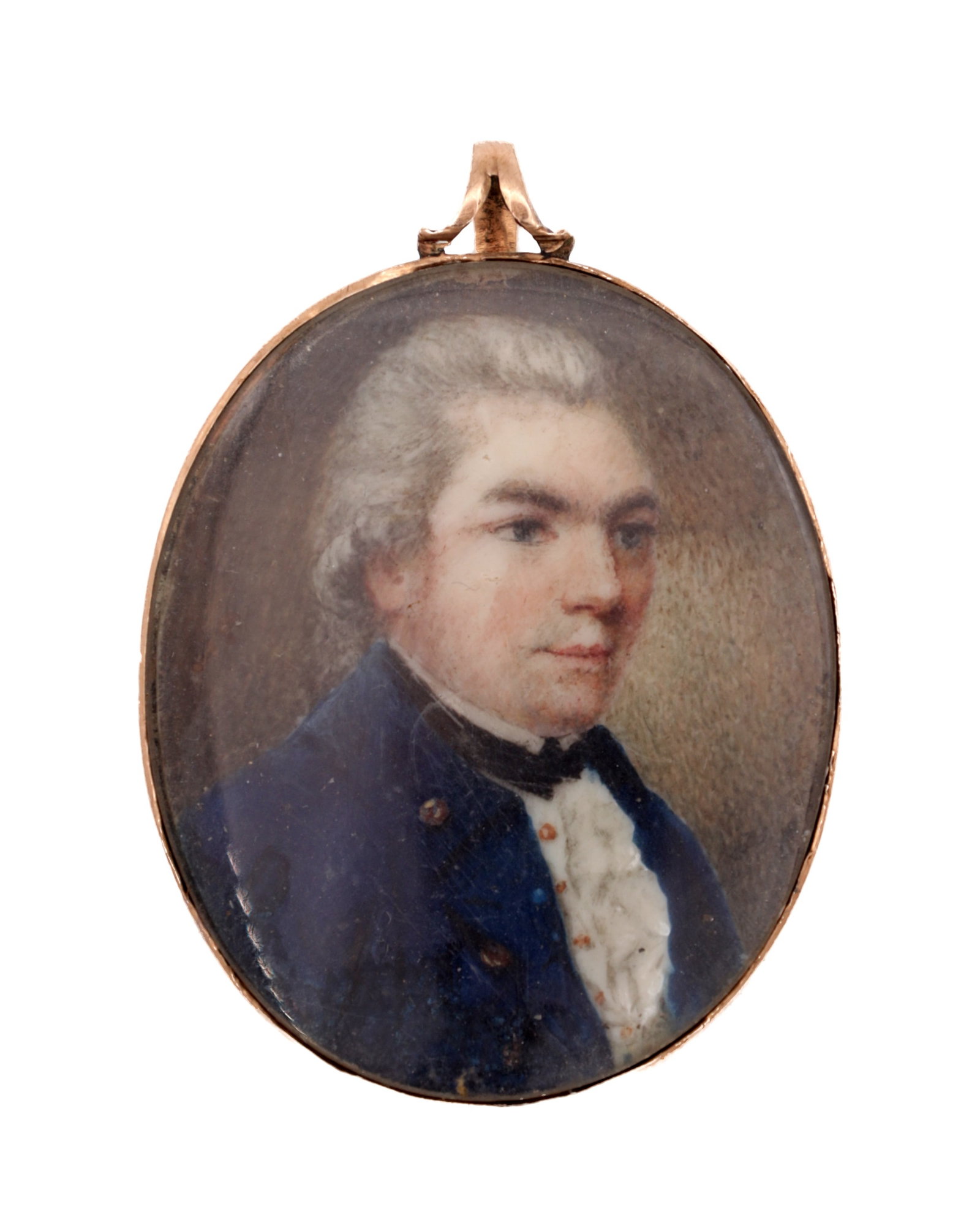 A LATE 18TH CENTURY WATERCOLOUR ON IVORY PORTRAIT MINIATURE IN A GILT METAL OVAL FRAME (1 of 2)