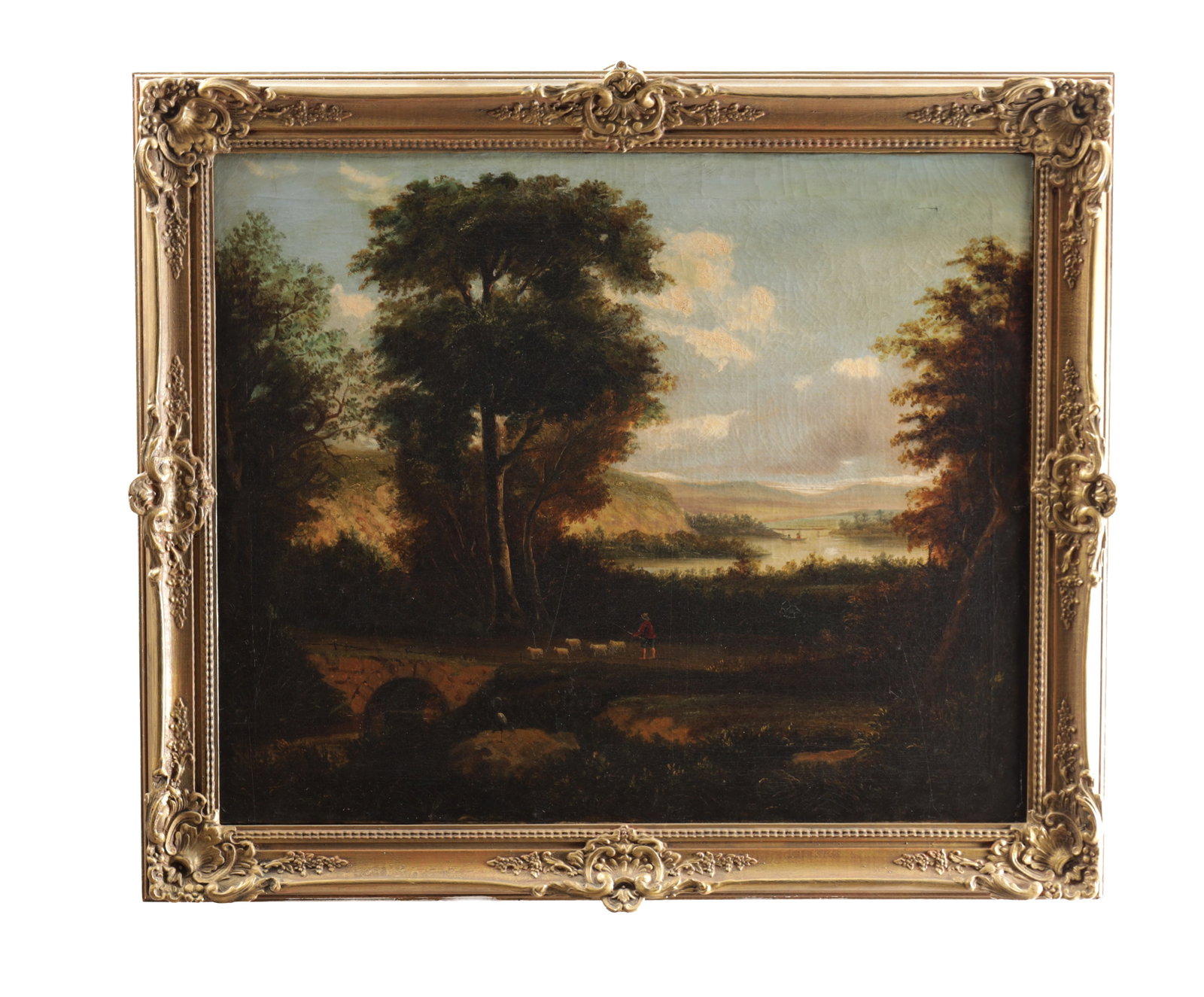 A 19TH CENTURY ENGLISH SCHOOL OIL ON CANVAS RIVER LANDSCAPE (1 of 6)