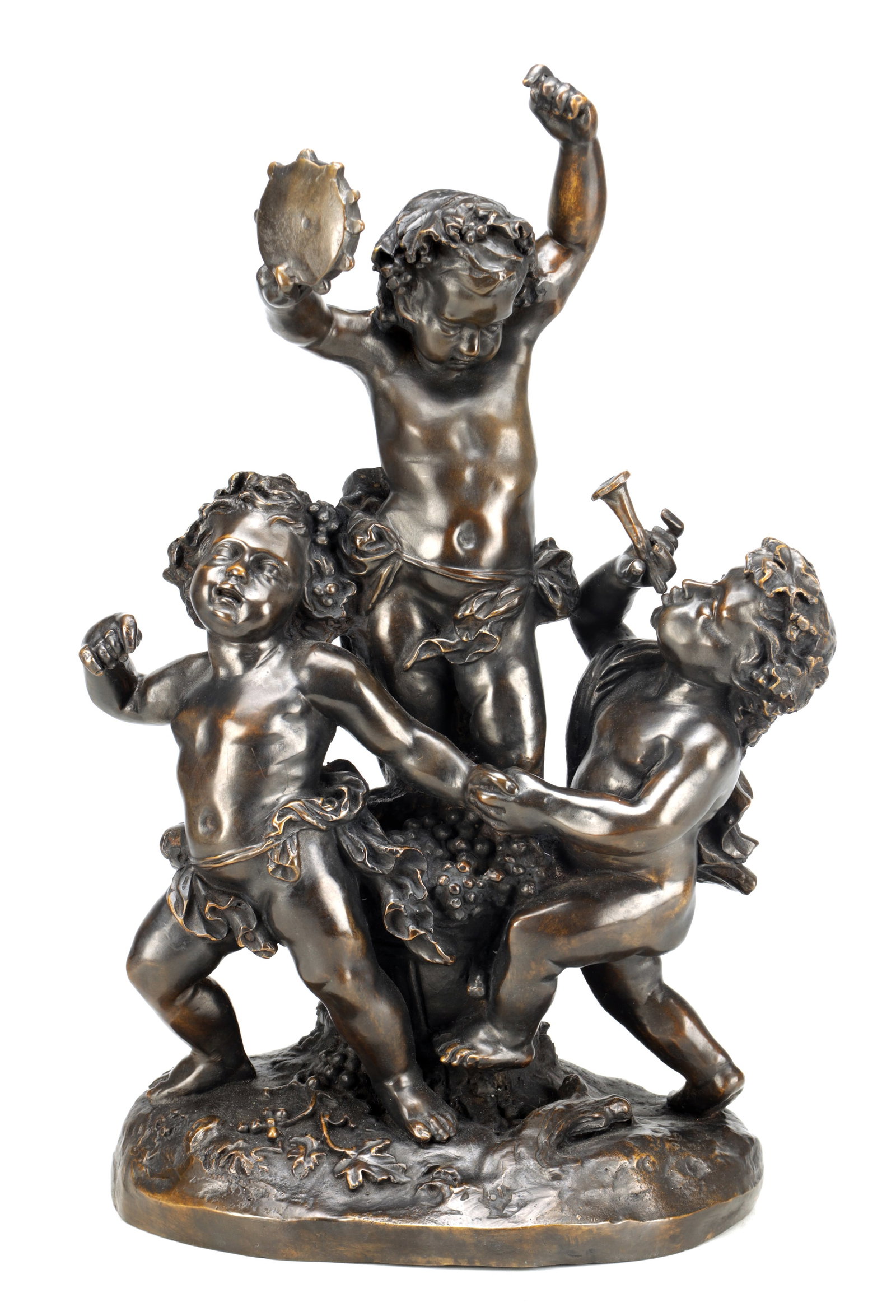 A 19TH CENTURY STYLE PATINATED BRONZE FIGURAL GROUP OF DANCING PUTTI SIGNED LIVI (1 of 13)