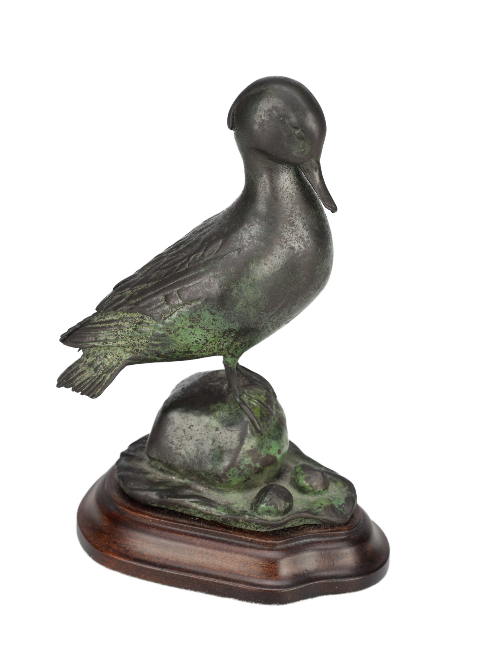 PATRICIA NORTHCROFT A LIMITED EDITION PATINATED BRONZE SCULPTURE TEAL PREENING (1 of 4)