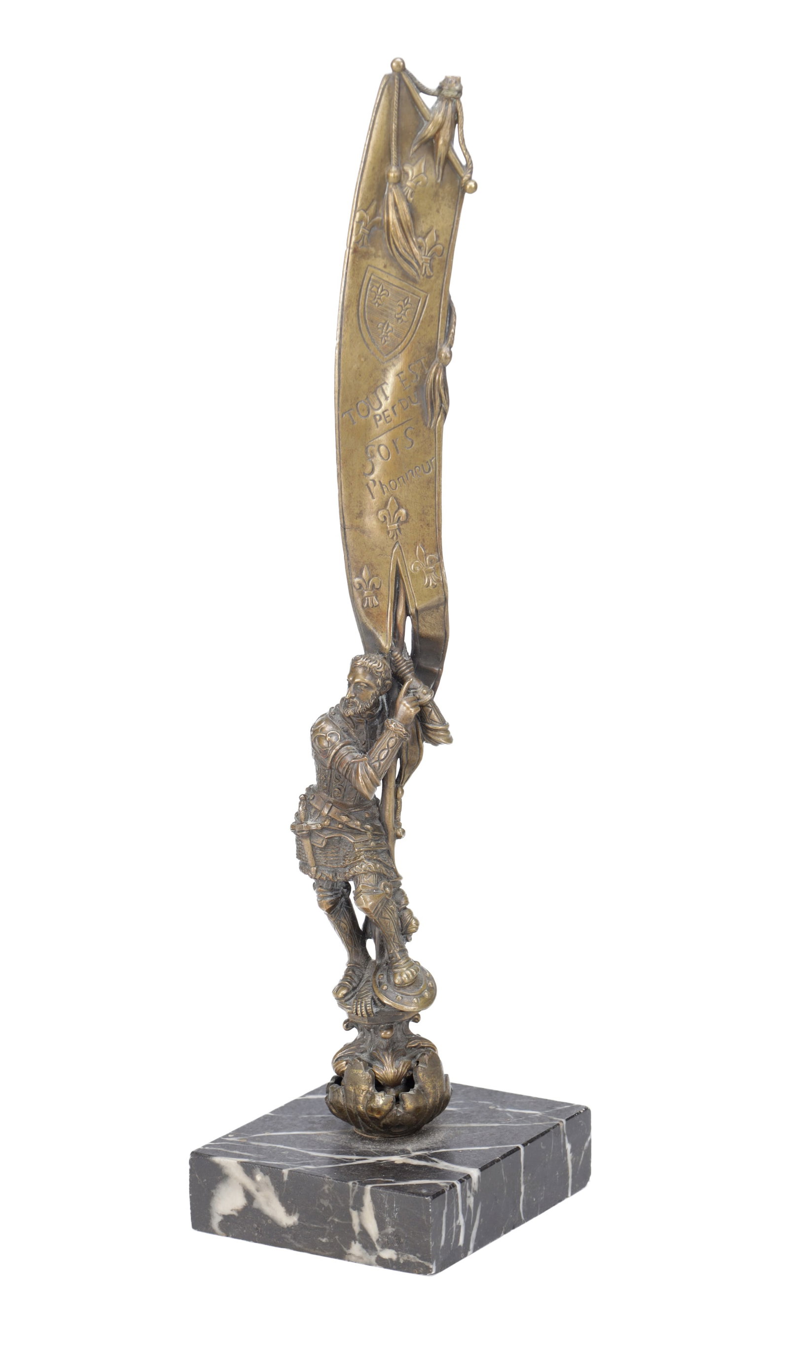 A 19TH CENTURY FRENCH BRONZE LETTER OPENER AND SEAL FORMED AS A SOLDIER (1 of 9)
