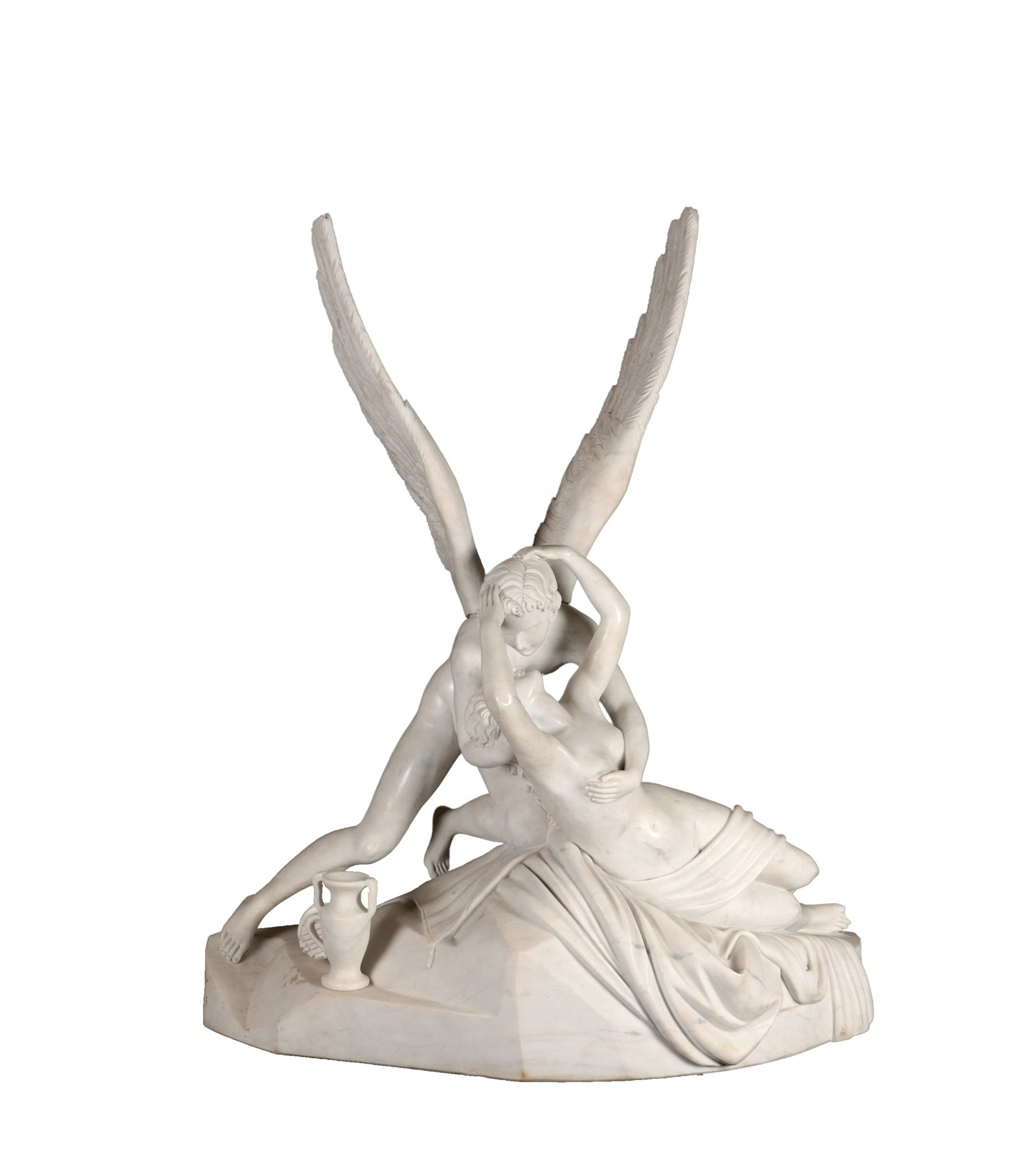 AFTER ANTONIO CANOVA A 20TH CENTURY ITALIAN CARRARA MARBLE FIGURAL GROUP PSYCHE REVIVED BY CUPID'S (1 of 7)