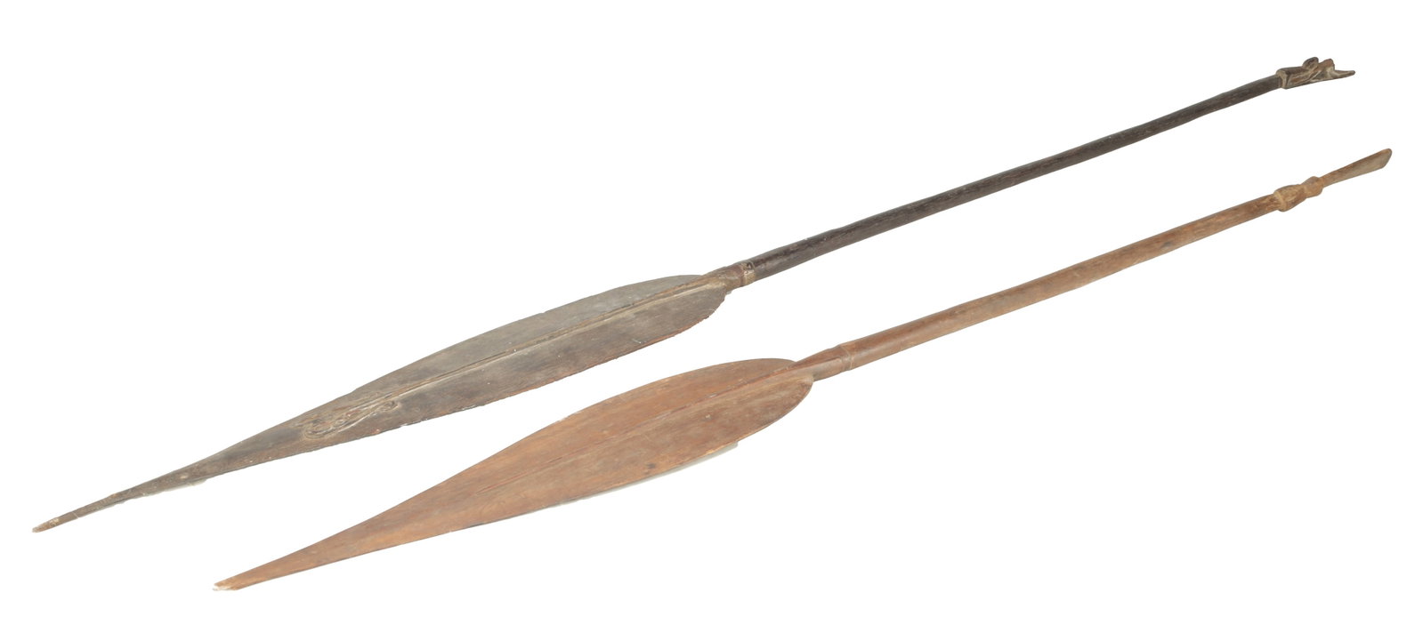 TWO ABORIGINAL CARVED WOOD CANOE PADDLES (1 of 14)