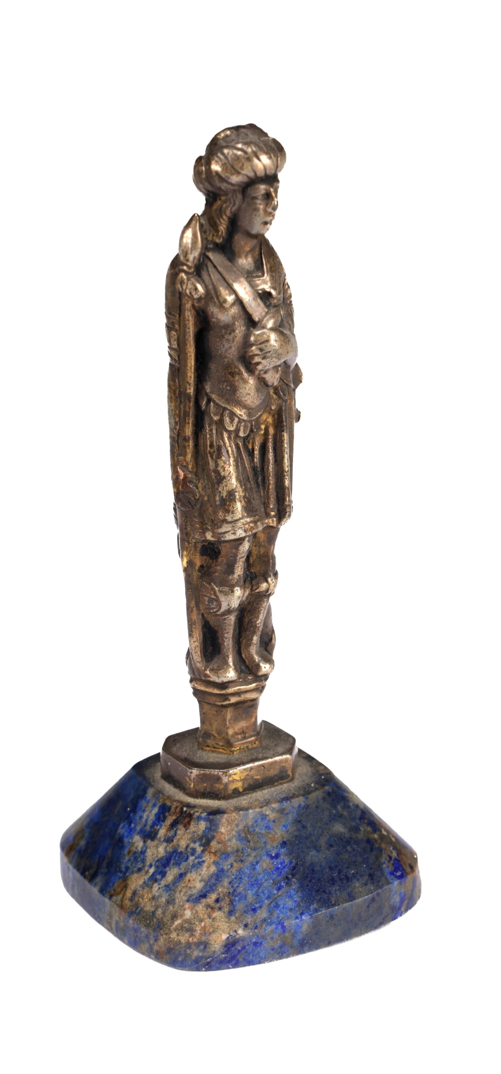 AN 18TH/19TH CENTURY GRAND TOUR BRONZE FIGURE OF A SOLDIER ON A LAPIS LAZULI BASE (1 of 8)