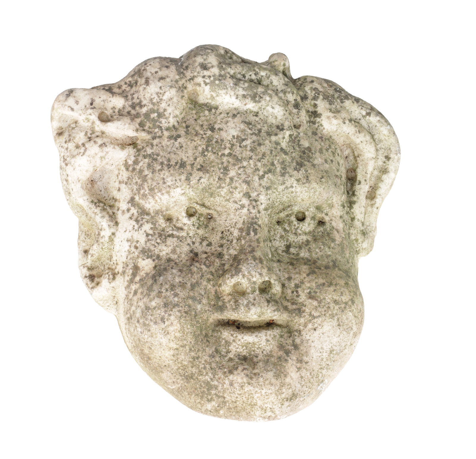 A CARVED MARBLE CHERUB'S HEAD (1 of 7)