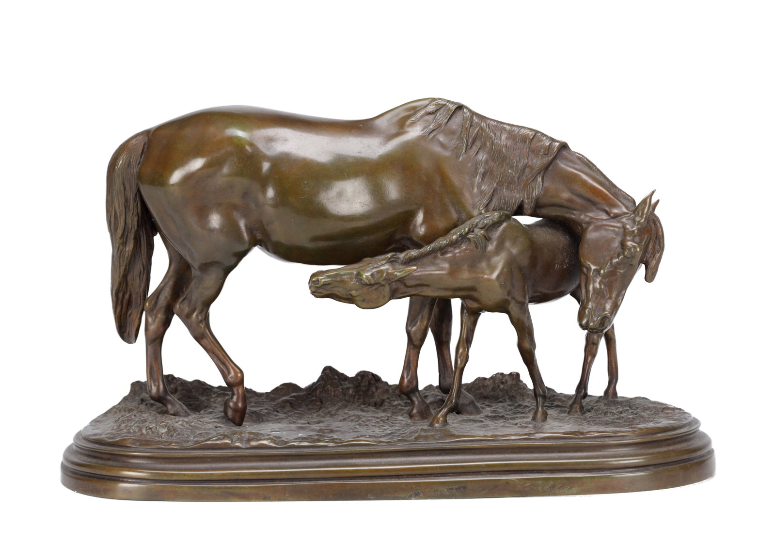AFTER ISIDORE BONHEUR A PATINATED BRONZE GROUP OF A MARE AND FOAL (1 of 6)