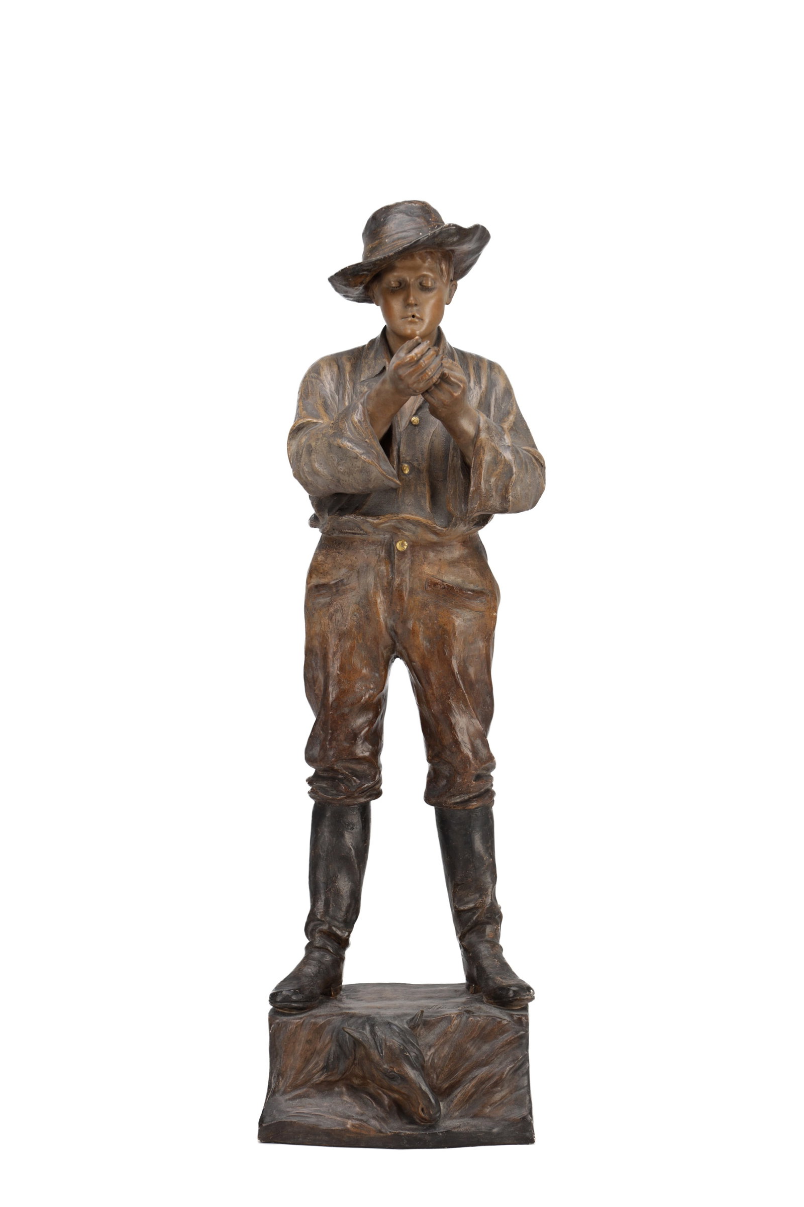 AN EARLY 20TH CENTURY ART NOUVEAU AUSTRIAN GOLDSCHEIDER TERRACOTTA FIGURAL LAMP (1 of 13)