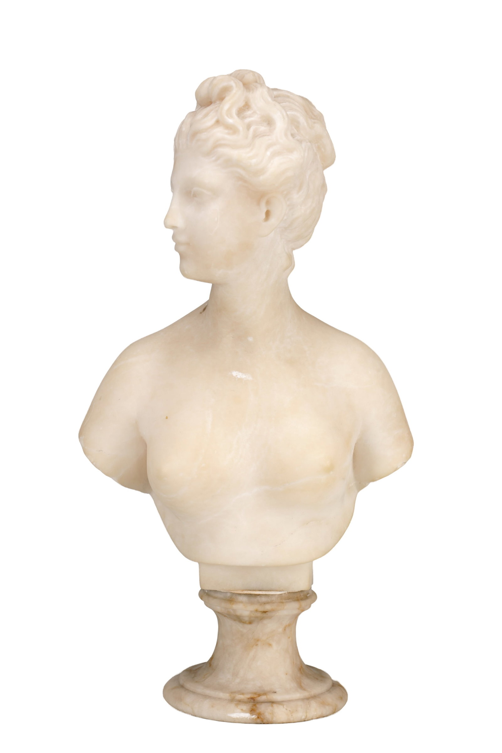 A SMALL LATE 19TH CENTURY WHITE MARBLE BUST (1 of 5)