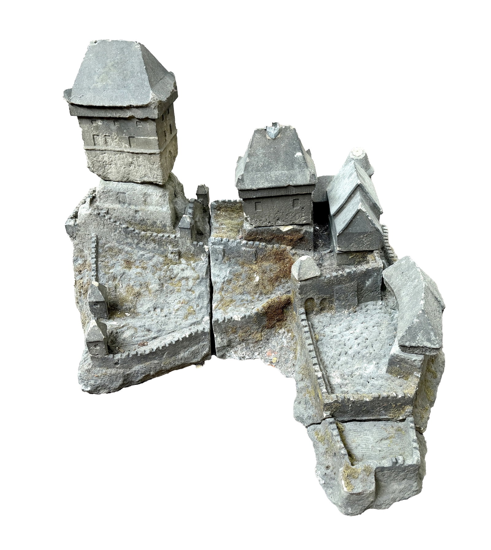 A 19TH CENTURY STONE CASTLE: A 19TH CENTURY STONE CASTLE (95cm wide 70cm high)