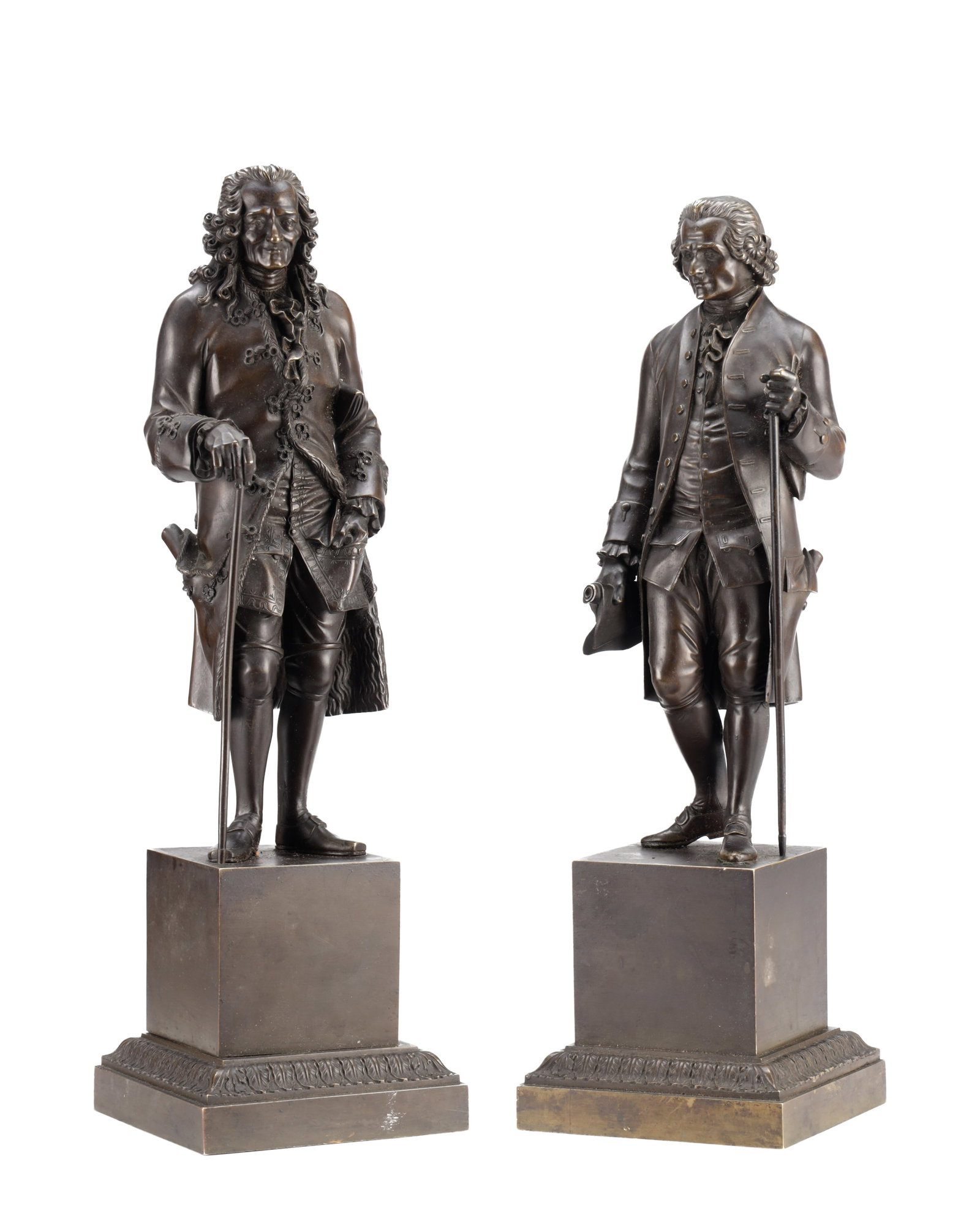 A PAIR OF 19TH CENTURY BRONZE FIGURES OF GENTLEMEN IN 18TH CENTURY DRESS (1 of 11)