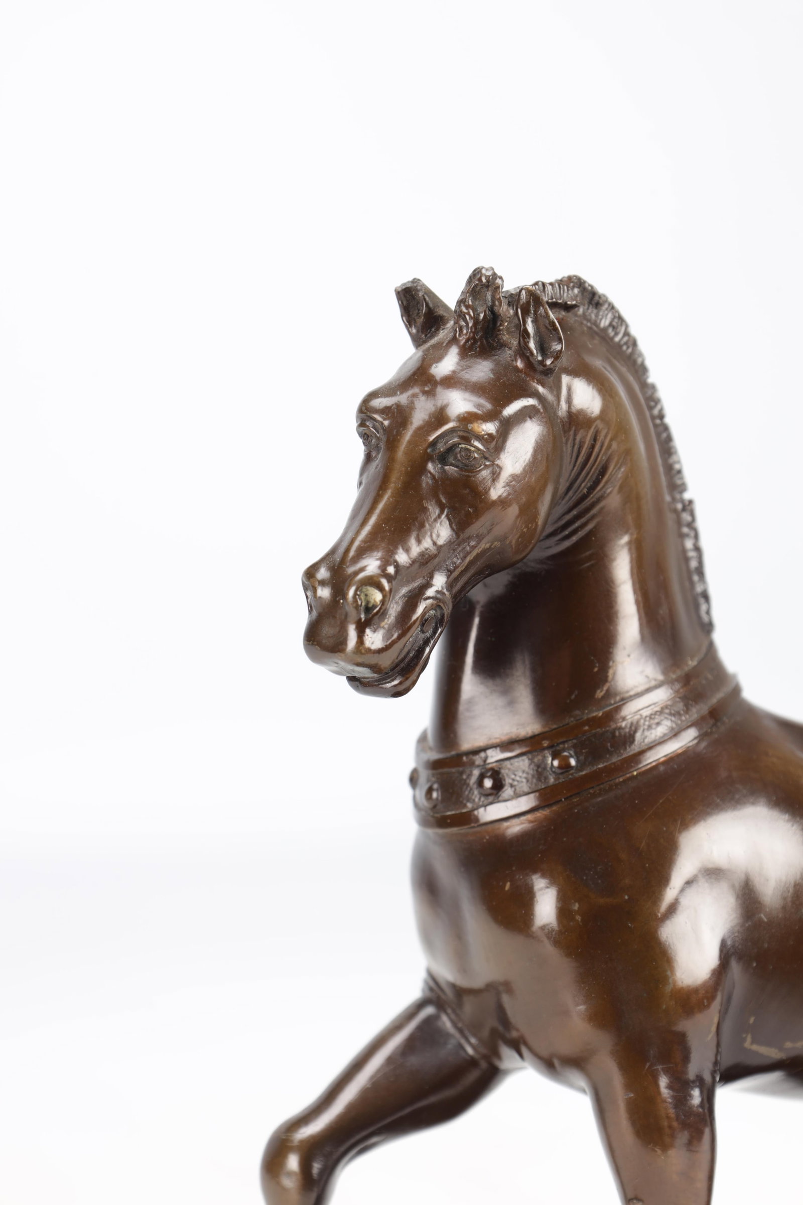 A PATINATED BRONZE HORSE ON A STEPPED RECTANGULAR BASE - 2