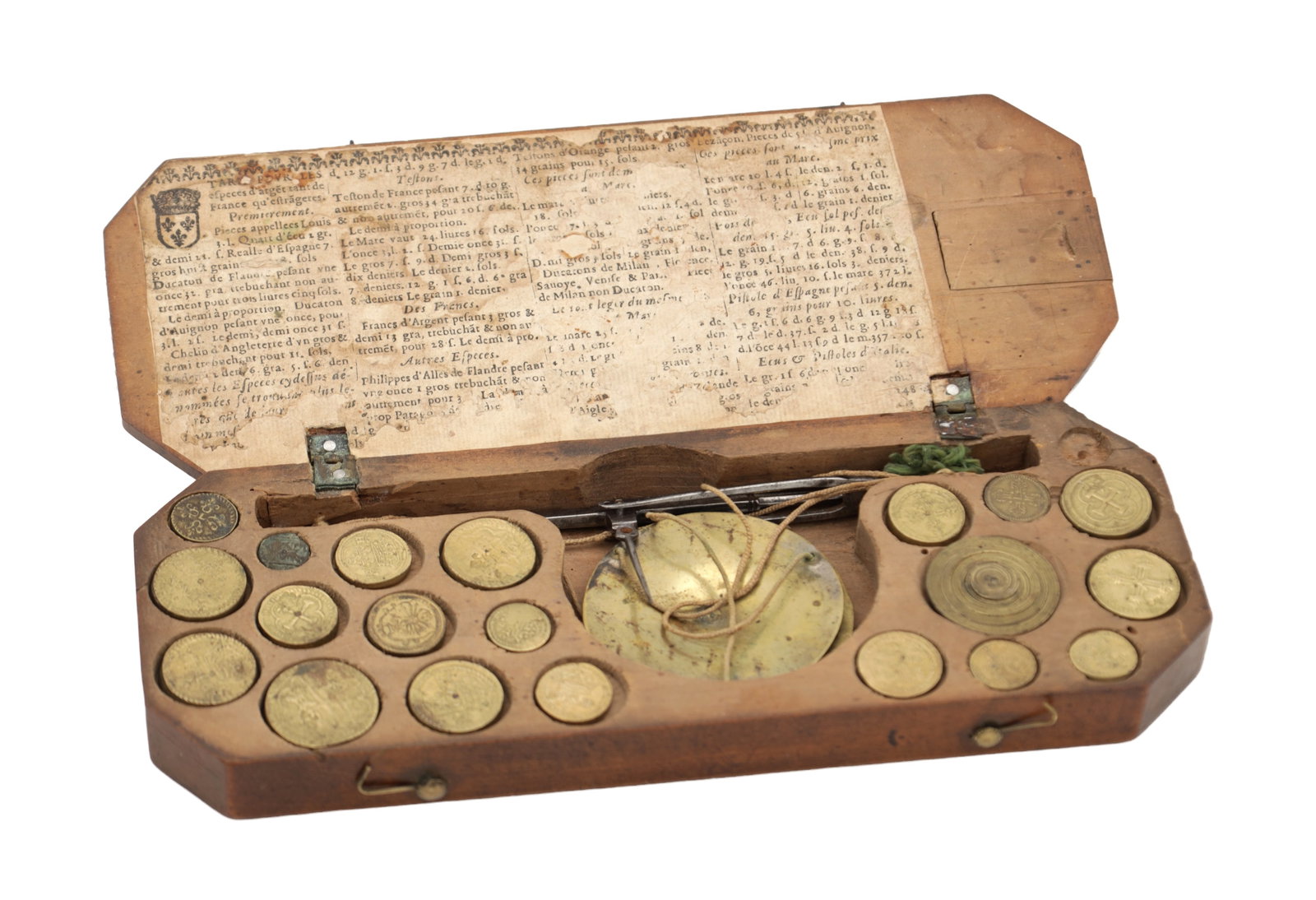 A RARE SET OF LATE 17TH CENTURY CASED COIN SCALES (1 of 7)