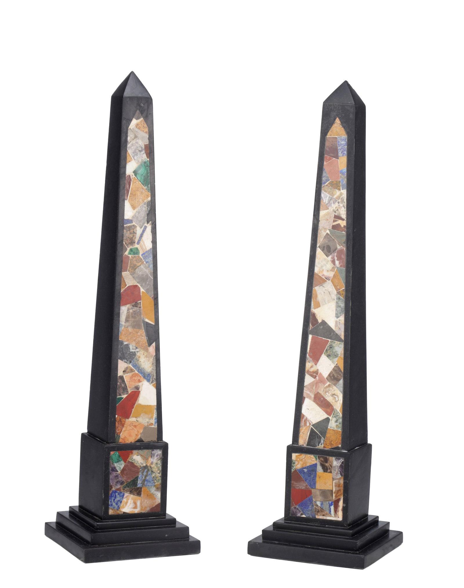 A PAIR OF 20TH CENTURY ITALIAN SPECIMEN MARBLE OBELISKS (1 of 7)