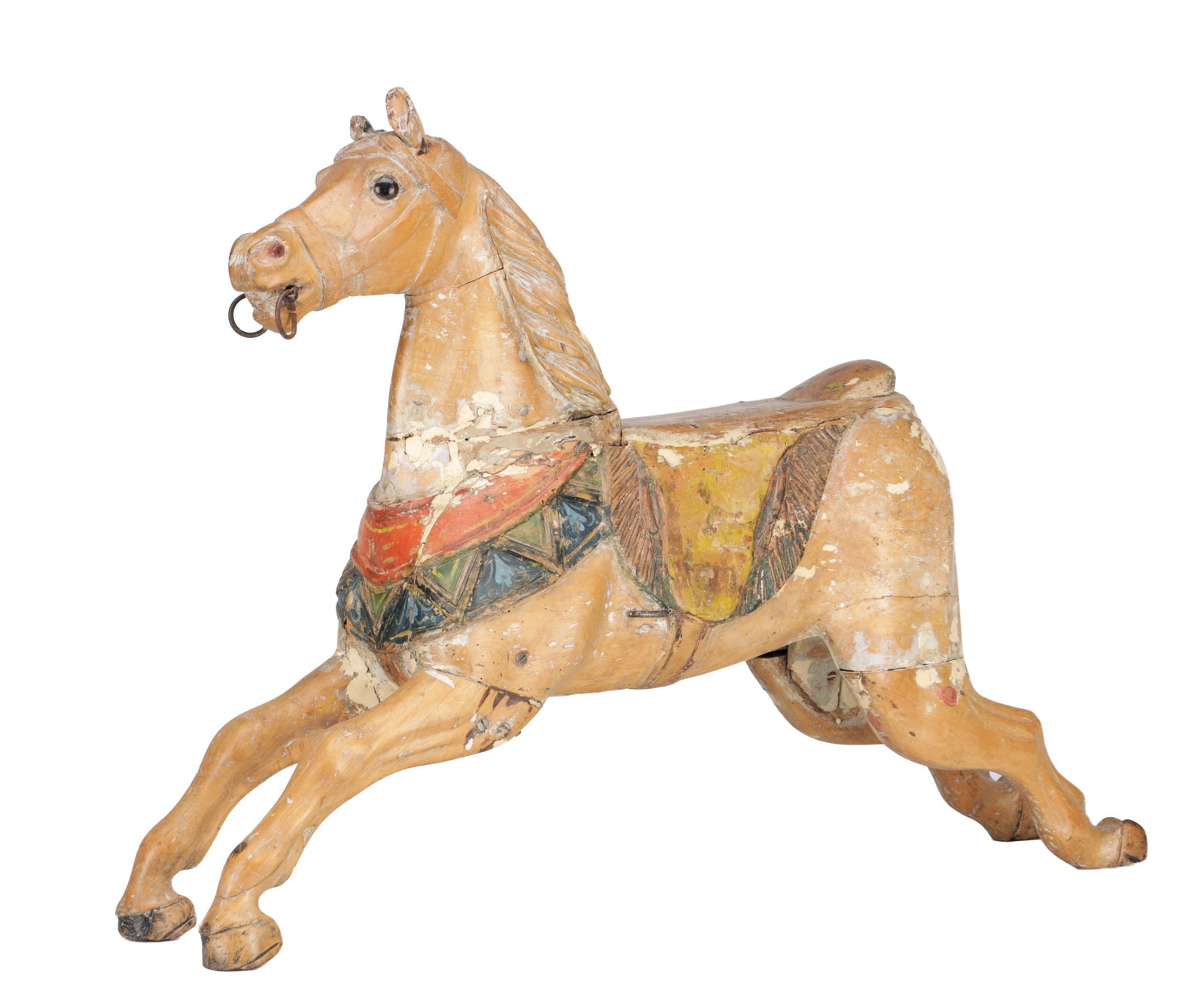 AN EARLY 20TH CENTURY CARVED AND PAINTED WOOD CAROUSEL HORSE (1 of 9)