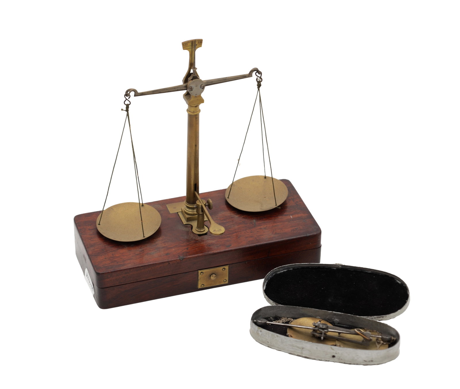 TWO CASED BRASS BALANCE SCALES (1 of 5)