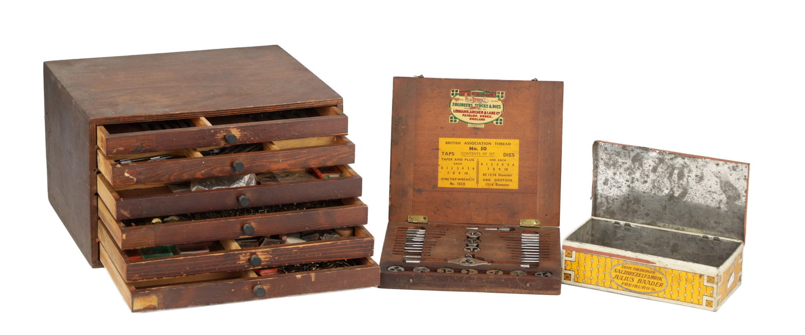 A COLLECTION OF WATCHMAKERS' PARTS AND TOOLS (1 of 11)