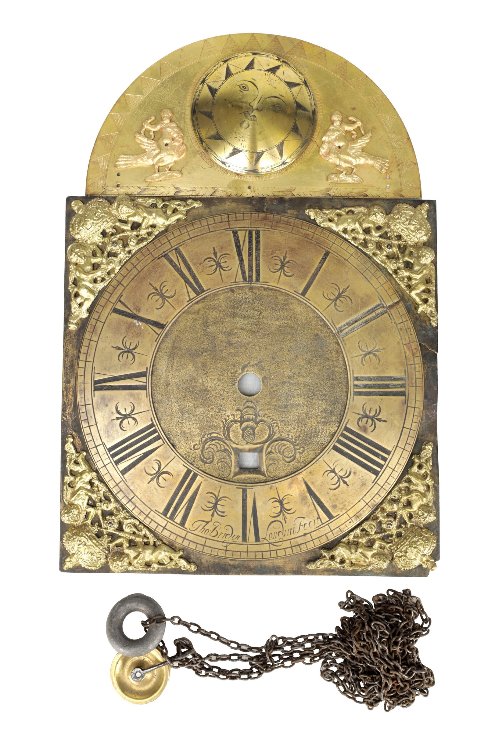AN 18TH CENTURY 30 HOUR LONGCASE CLOCK MOVEMENT WITH 11 INCH BRASS DIAL (1 of 14)