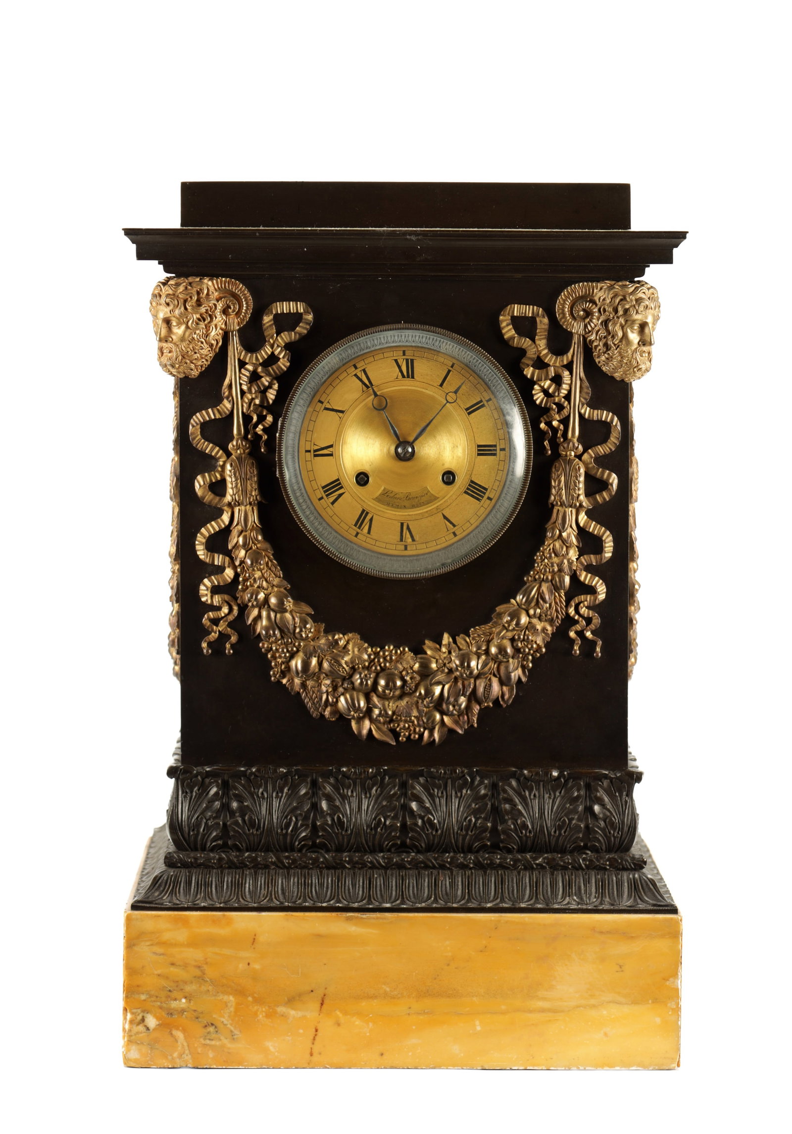 HEMON OF PARIS. A LARGE MID 19TH CENTURY FRENCH BRONZE, ORMOLU AND SIENNA MARBLE MANTEL CLOCK (1 of 9)