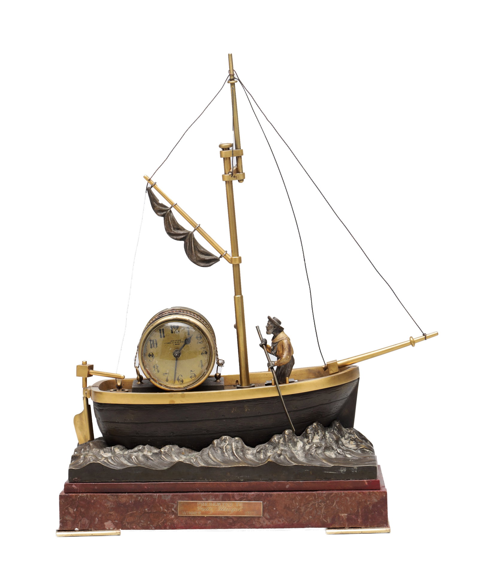 A.R. GUILMET, A LATE 19TH CENTURY FRENCH PATINATED AND GILT BRONZE INDUSTRIAL "OARSMAN" AUTOMATON (1 of 11)