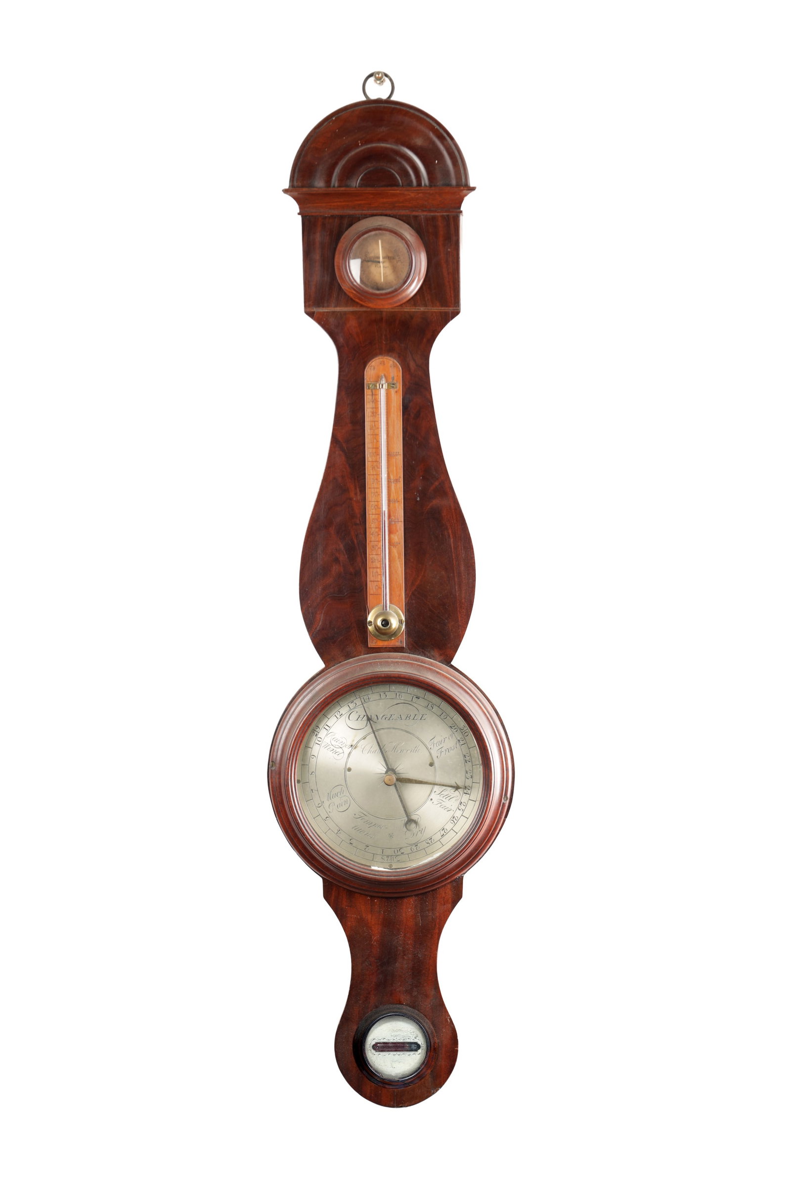 AN EARLY 19TH CENTURY MAHOGANY WHEEL BAROMETER WITH WOODEN BEZEL (1 of 12)