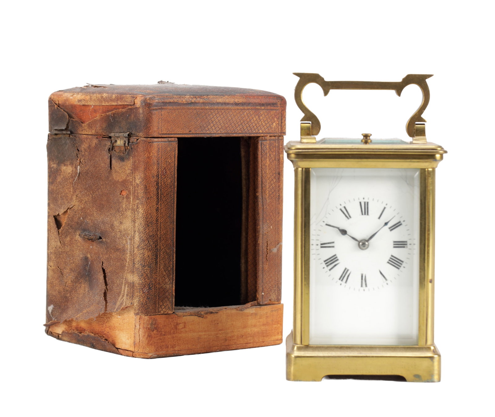 A BRASS CARRIAGE CLOCK WITH TRAVEL CASE (1 of 12)