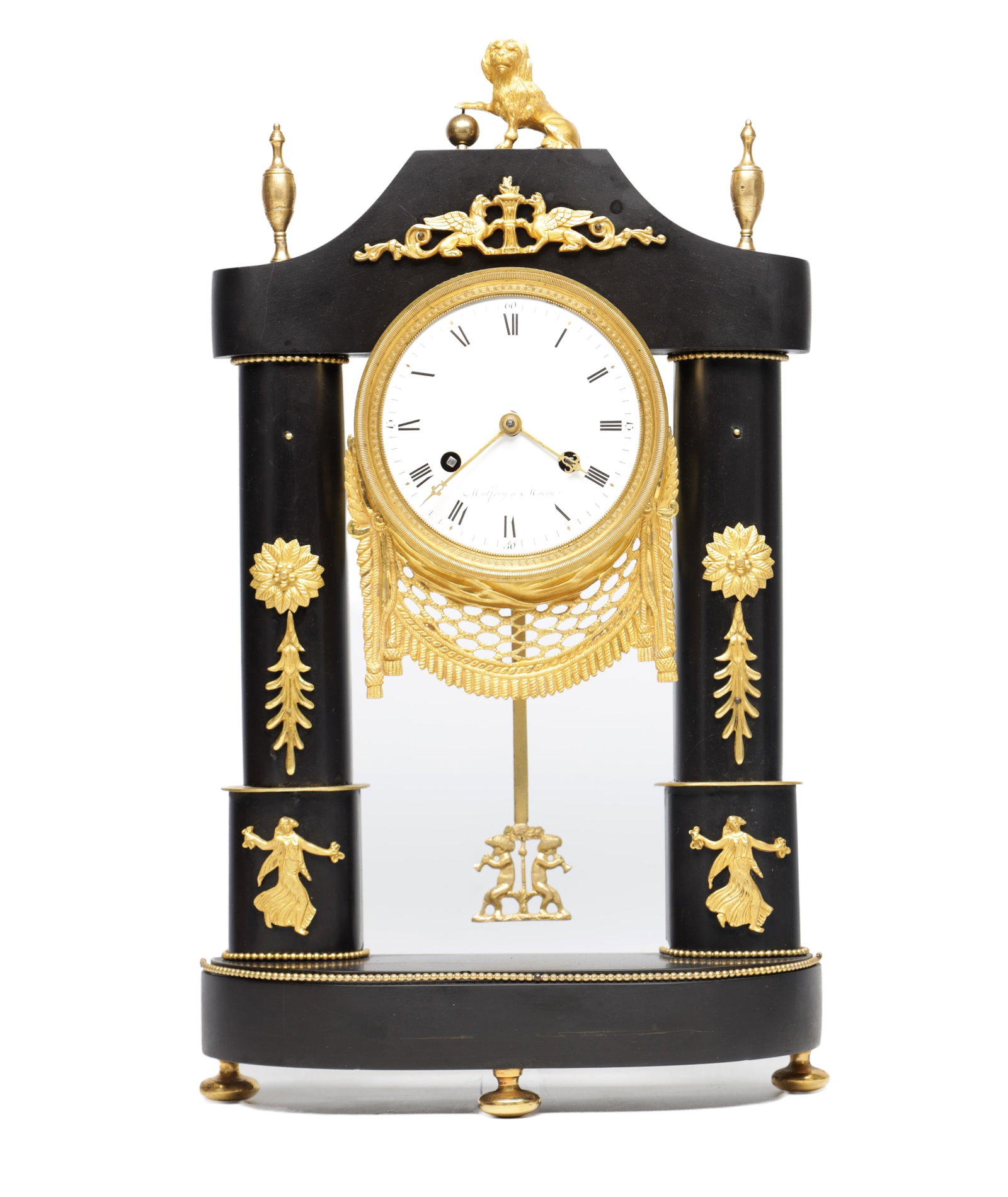 MALFROY A MACON, AN EARLY 19TH CENTURY FRENCH ORMOLU MOUNTED MARBLE PORTICO CLOCK (1 of 7)