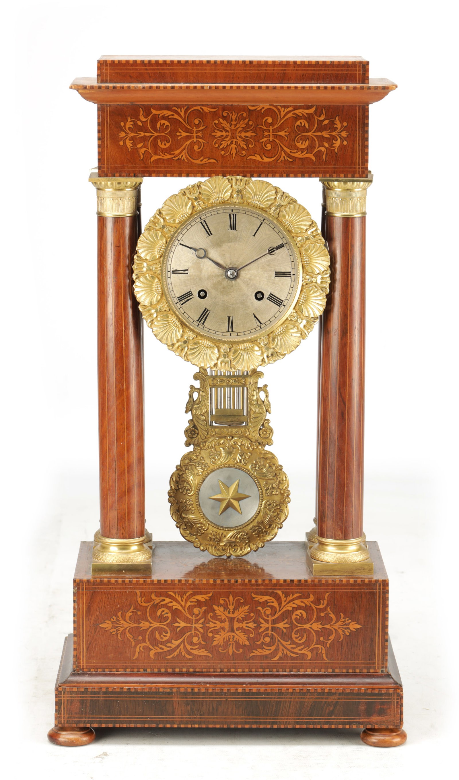 A MID 19TH CENTURY FRENCH INLAID ROSEWOOD PORTICO CLOCK (1 of 10)