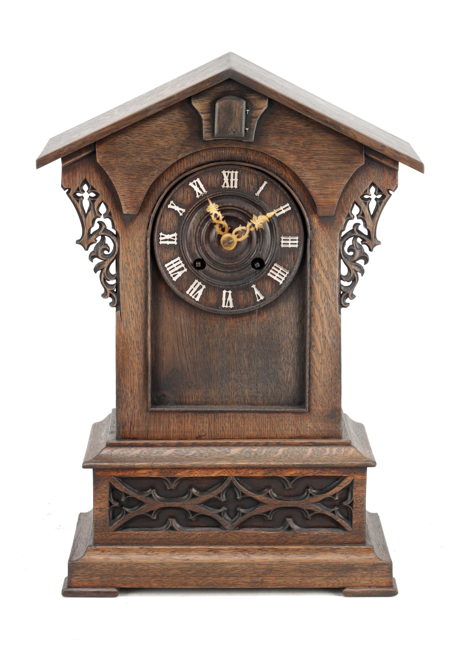 A LATE 19TH CENTURY BLACK FOREST CARVED OAK CUCKOO MANTEL CLOCK (1 of 10)