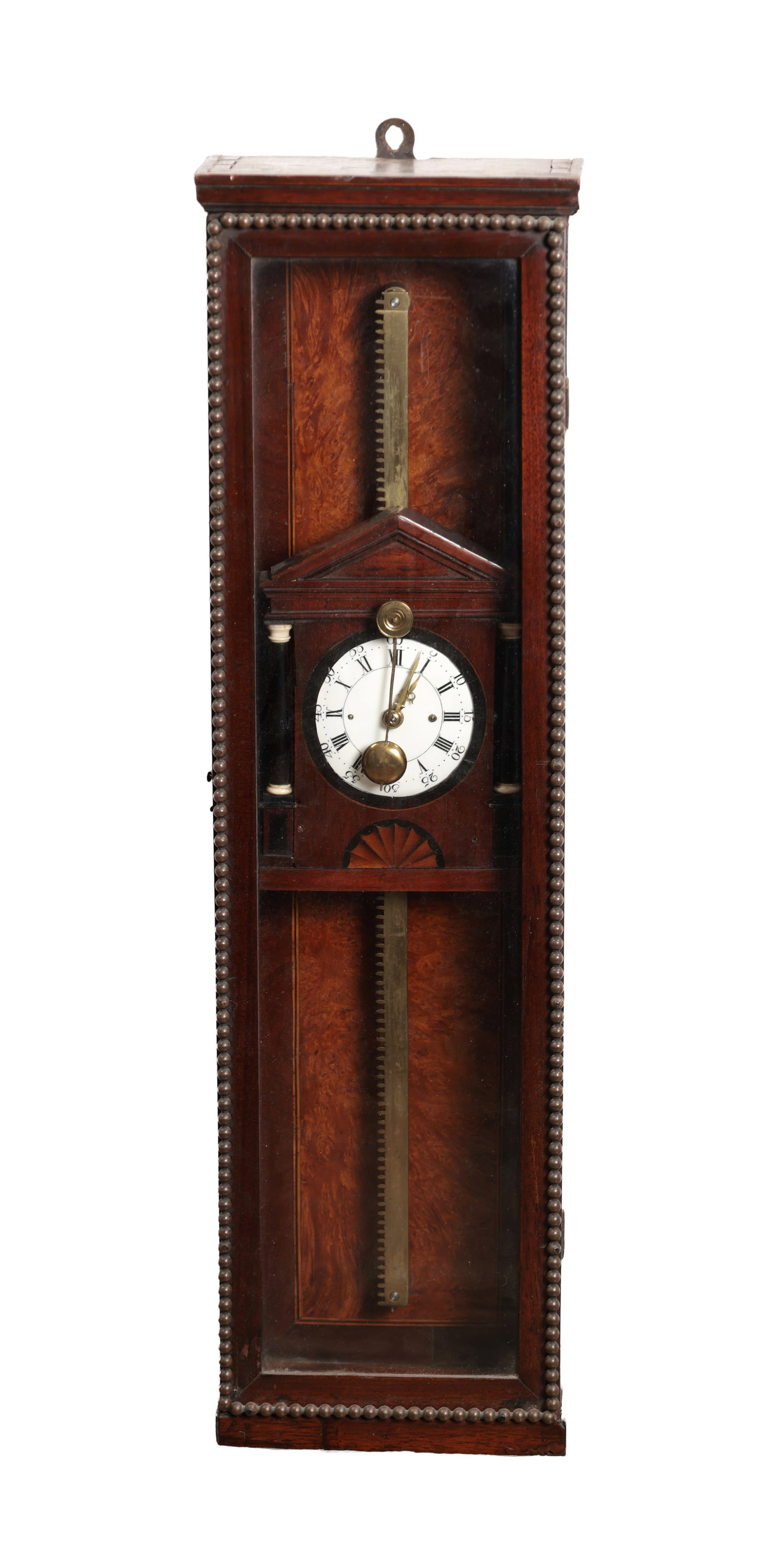 A RARE MID 18TH CENTURY AUSTRIAN ROSEWOOD WALL HANGING RACK CLOCK (1 of 4)