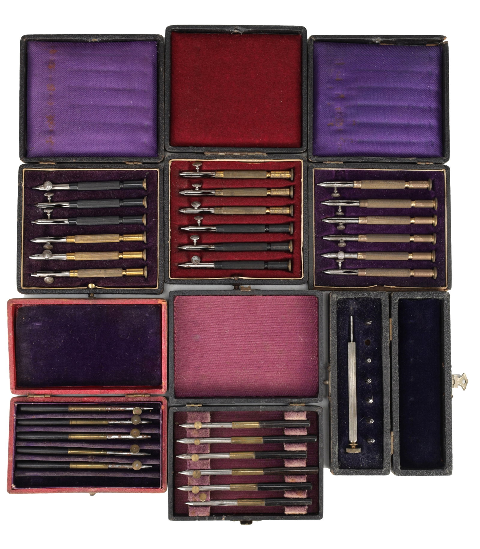 A COLLECTION OF SIX CASED WATCHMAKERS' JEWELLING TOOLS (1 of 2)