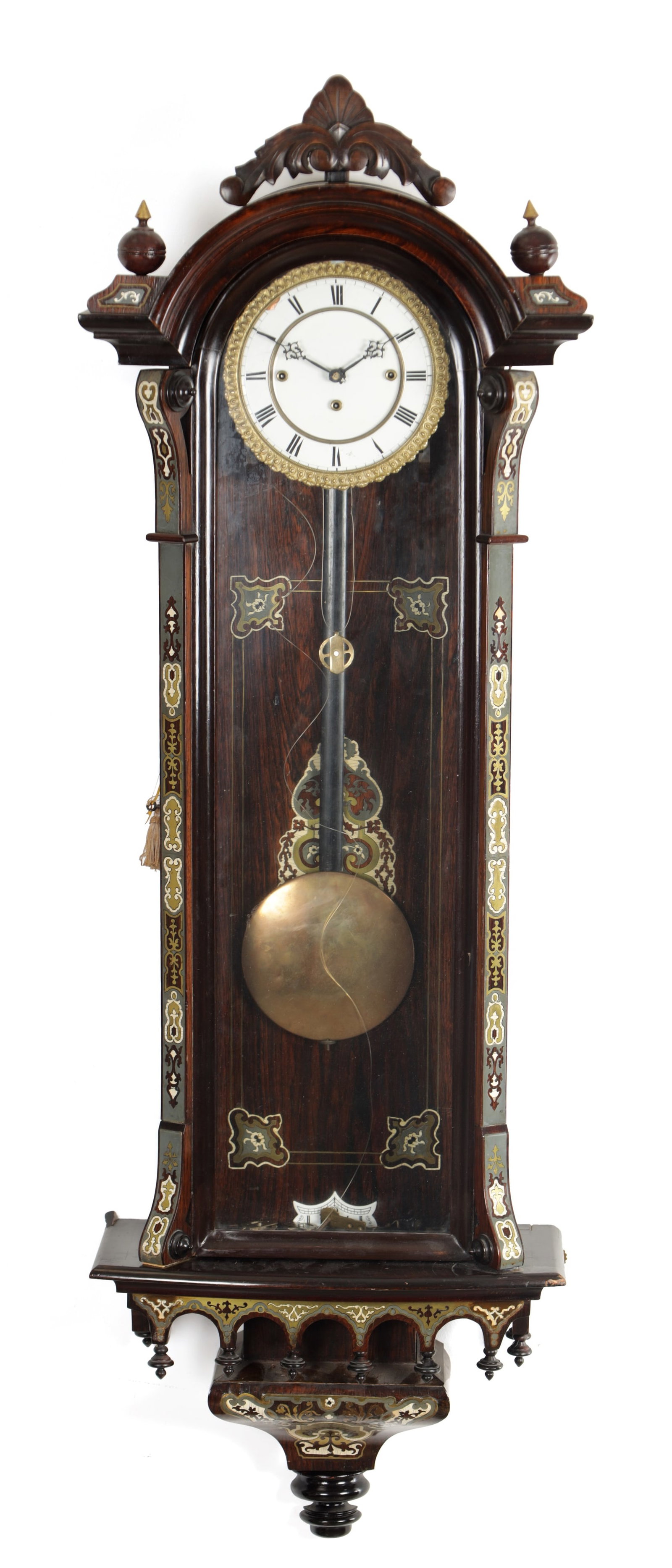 A MID 19TH CENTURY ROSEWOOD INLAID TRIPLE WEIGHT VIENNA REGULATOR CLOCK (1 of 10)