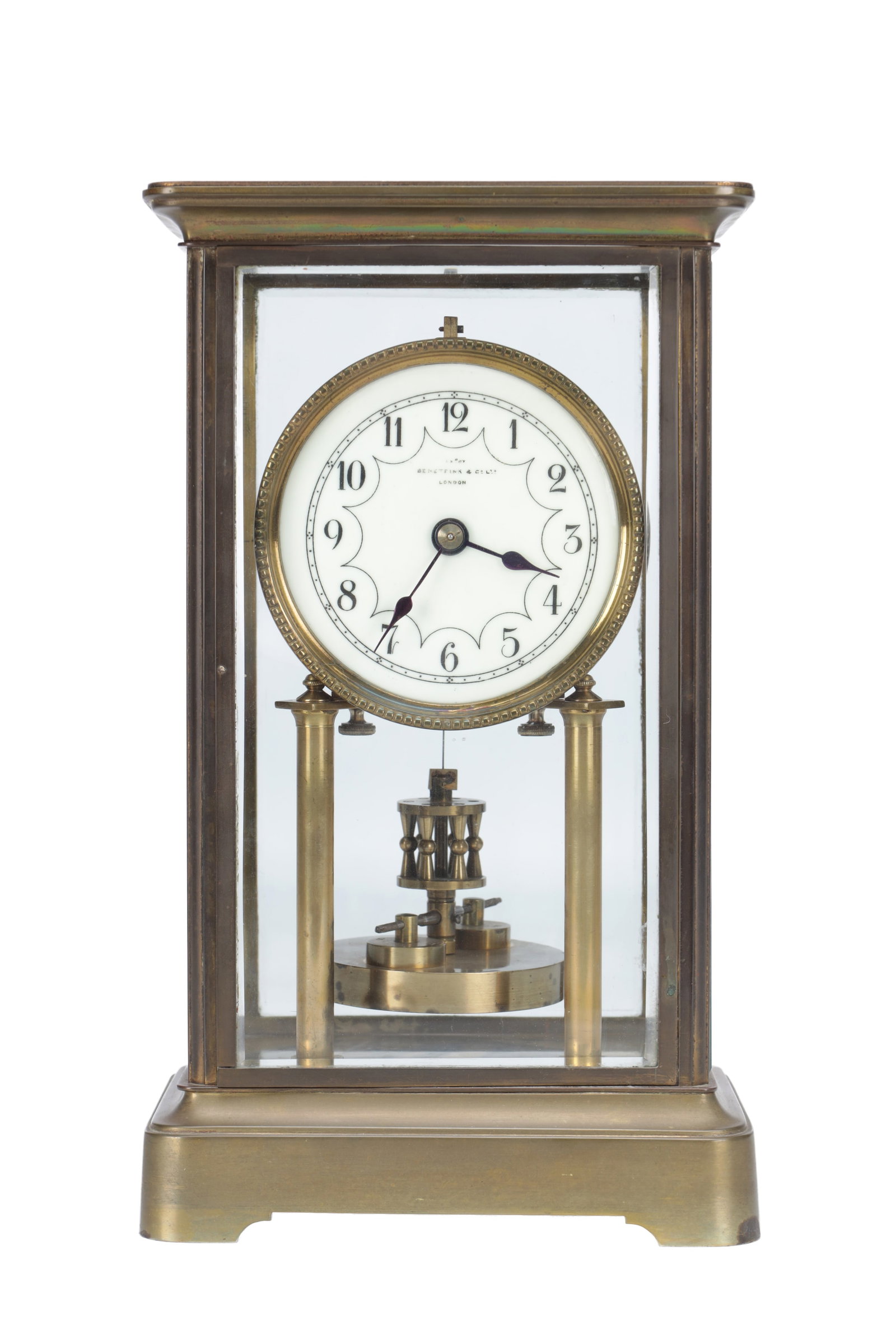 AN EARLY 20TH CENTURY ENGLISH BRASS FOUR-GLASS 400-DAY CLOCK (1 of 9)