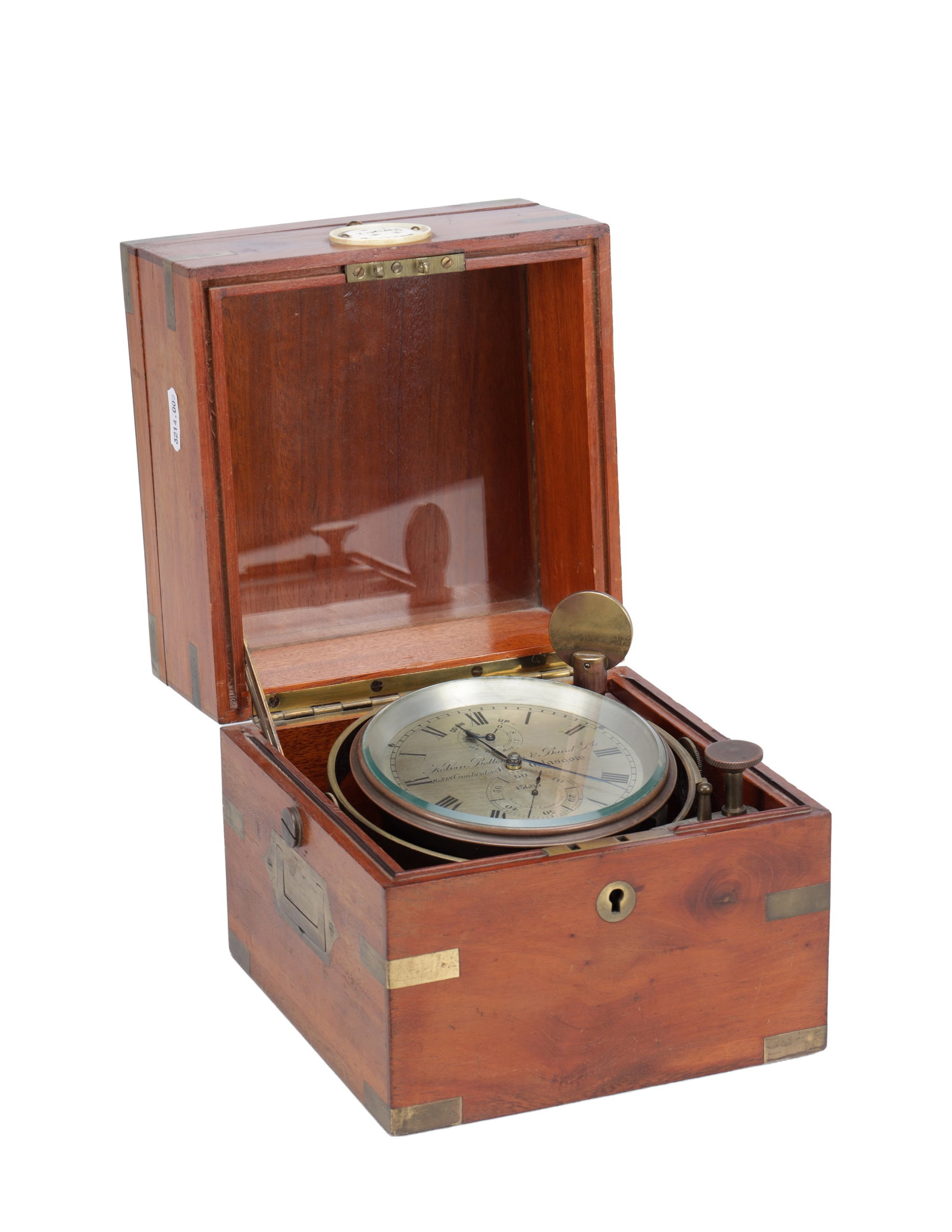 KELVIN BOTTOMLEY & BAIRD, GLASGOW. A LATE 19TH CENTURY TWO-DAY MARINE CHRONOMETER: KELVIN BOTTOMLEY & BAIRD, GLASGOW. A LATE 19TH CENTURY TWO-DAY MARINE CHRONOMETER with a 4 inch silvered Roman dial signed Kelvin Bottomley & Baird Glasgow with subsidiary seconds and state of wind, c
