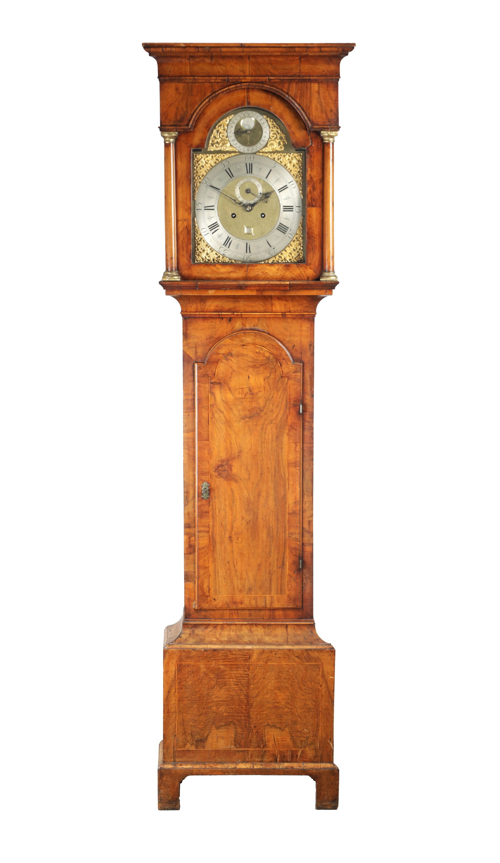 JOHN GREAVES, NEWCASTLE. A GEORGE II FIGURED WALNUT TIDAL LONGCASE CLOCK (1 of 6)