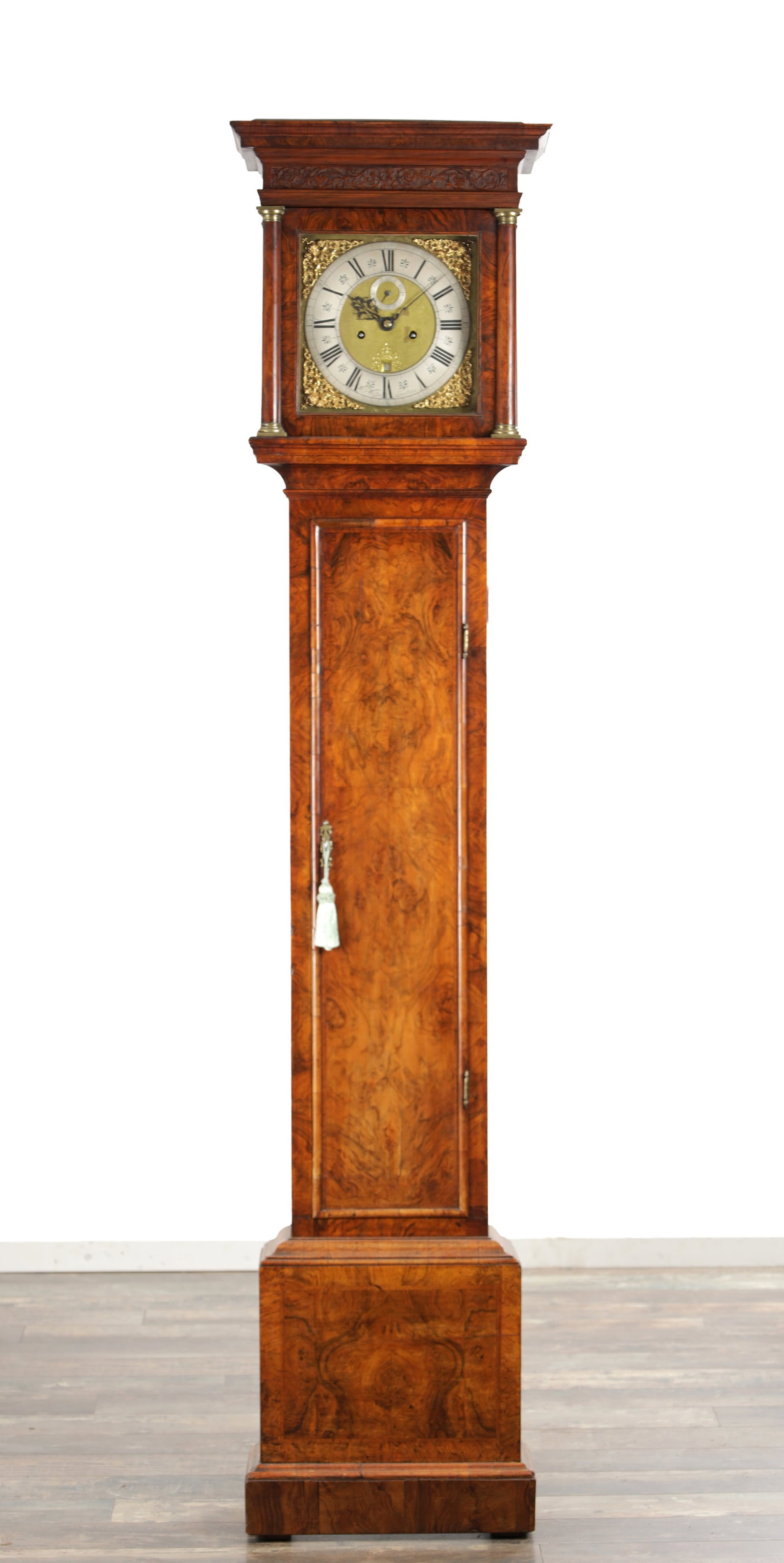 WILLIAM WILSON, LONDON. A LATE 17TH CENTURY BURR WALNUT LONGCASE CLOCK (1 of 5)