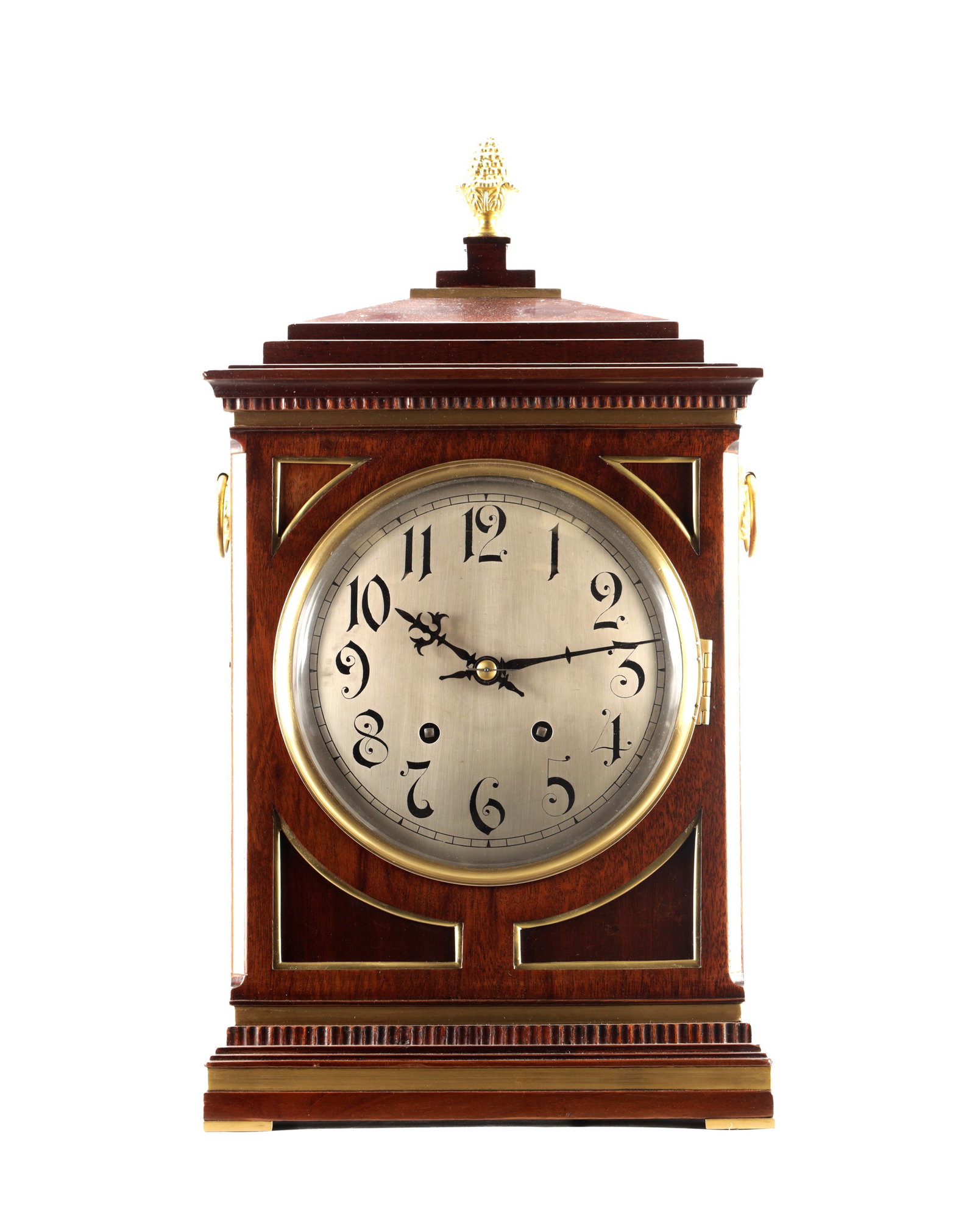 A LATE 19TH CENTURY GERMAN MAHOGANY QUARTER CHIMING BRACKET CLOCK (1 of 8)