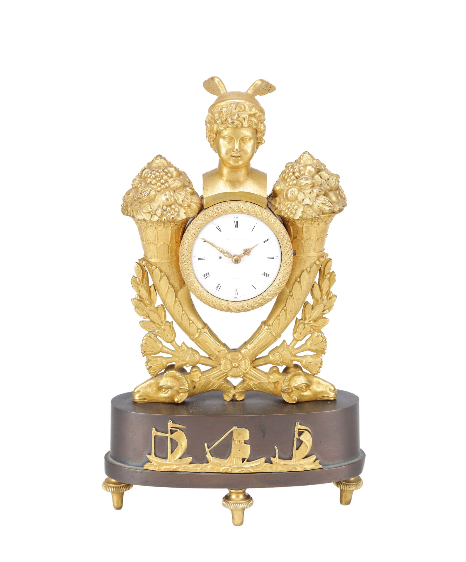 ROSE ET SON, LONDON. AN EARLY 19TH CENTURY BRONZE AND ORMOLU MANTEL CLOCK (1 of 6)