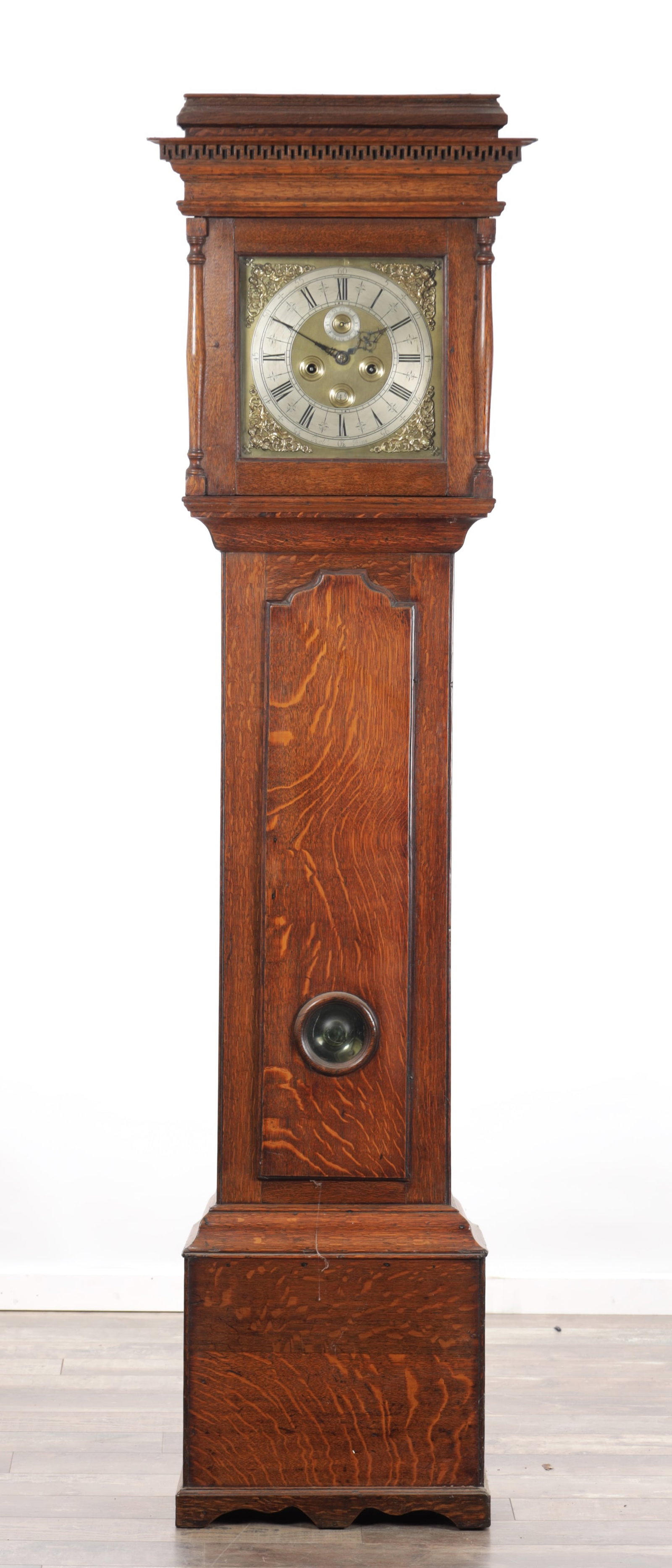 ROBERT BINNS, HALIFAX, AN EARLY 18TH CENTURY OAK EIGHT DAY LONGCASE CLOCK WITH 11-INCH SQUARE BRASS (1 of 8)