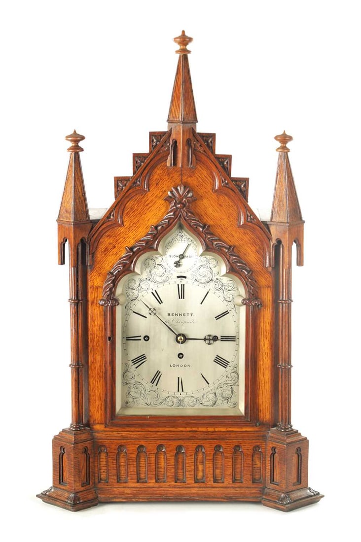 SIR JOHN BENNETT, LONDON. A MID 19TH CENTURY TRIPLE FUSEE QUARTER CHIMING BRACKET CLOCK (1 of 6)