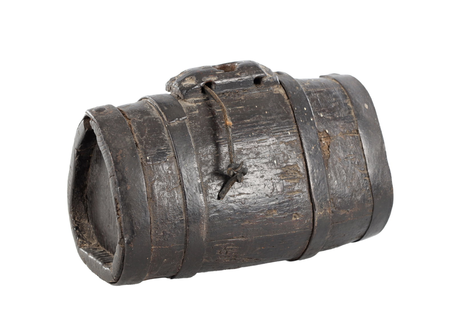 A SMALL 18TH CENTURY WELSH OAK COOPERED CIDER FLASK (1 of 5)