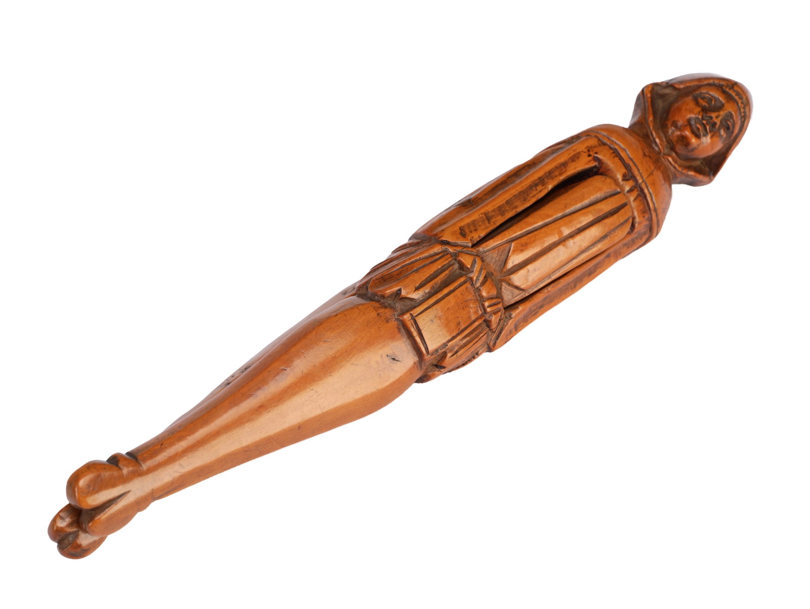 A 19TH CENTURY FOLK ART CARVED WOOD FIGURAL NUTCRACKER (1 of 7)
