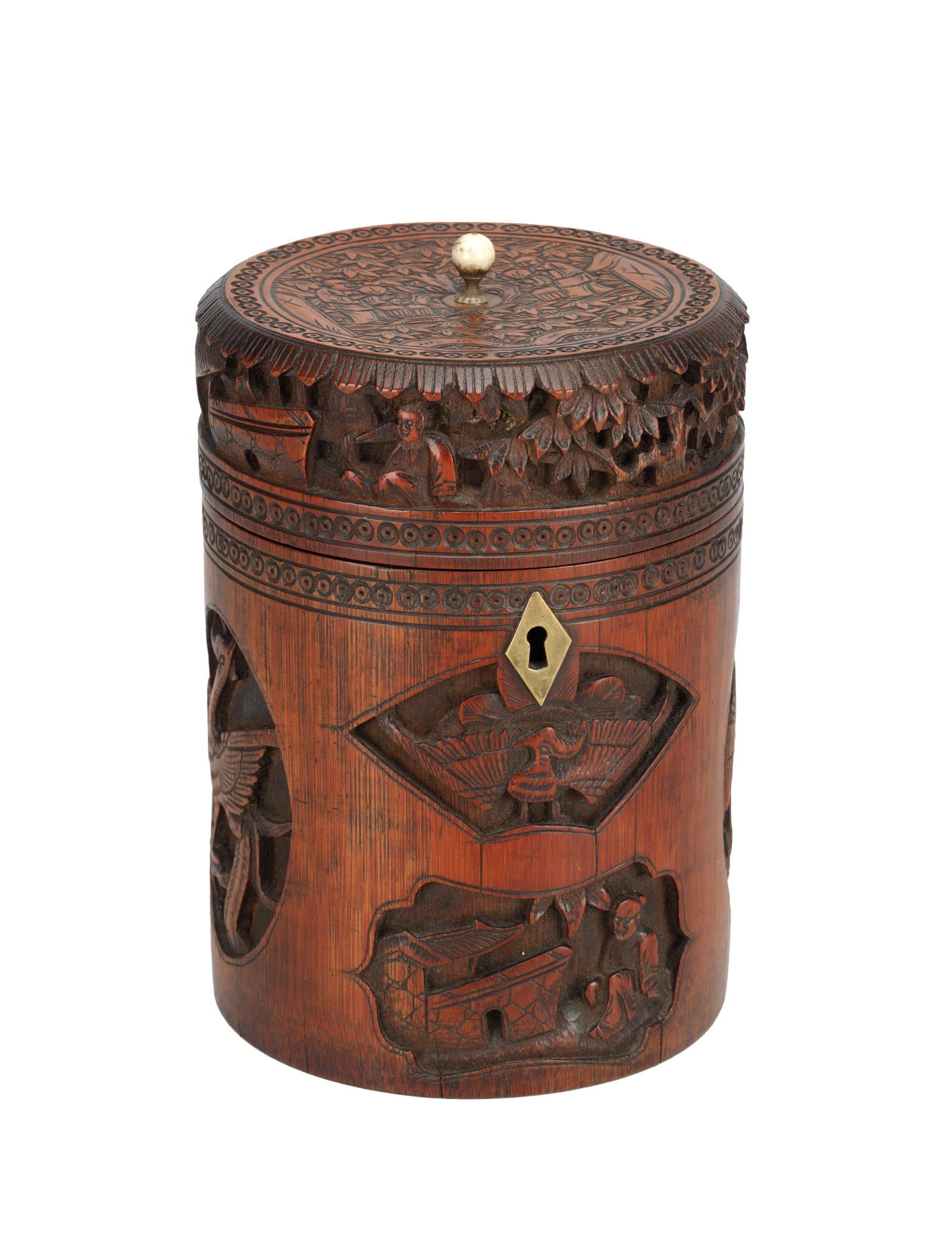 A LATE 19TH CENTURY CHINESE CARVED WOOD TEA CADDY (1 of 9)
