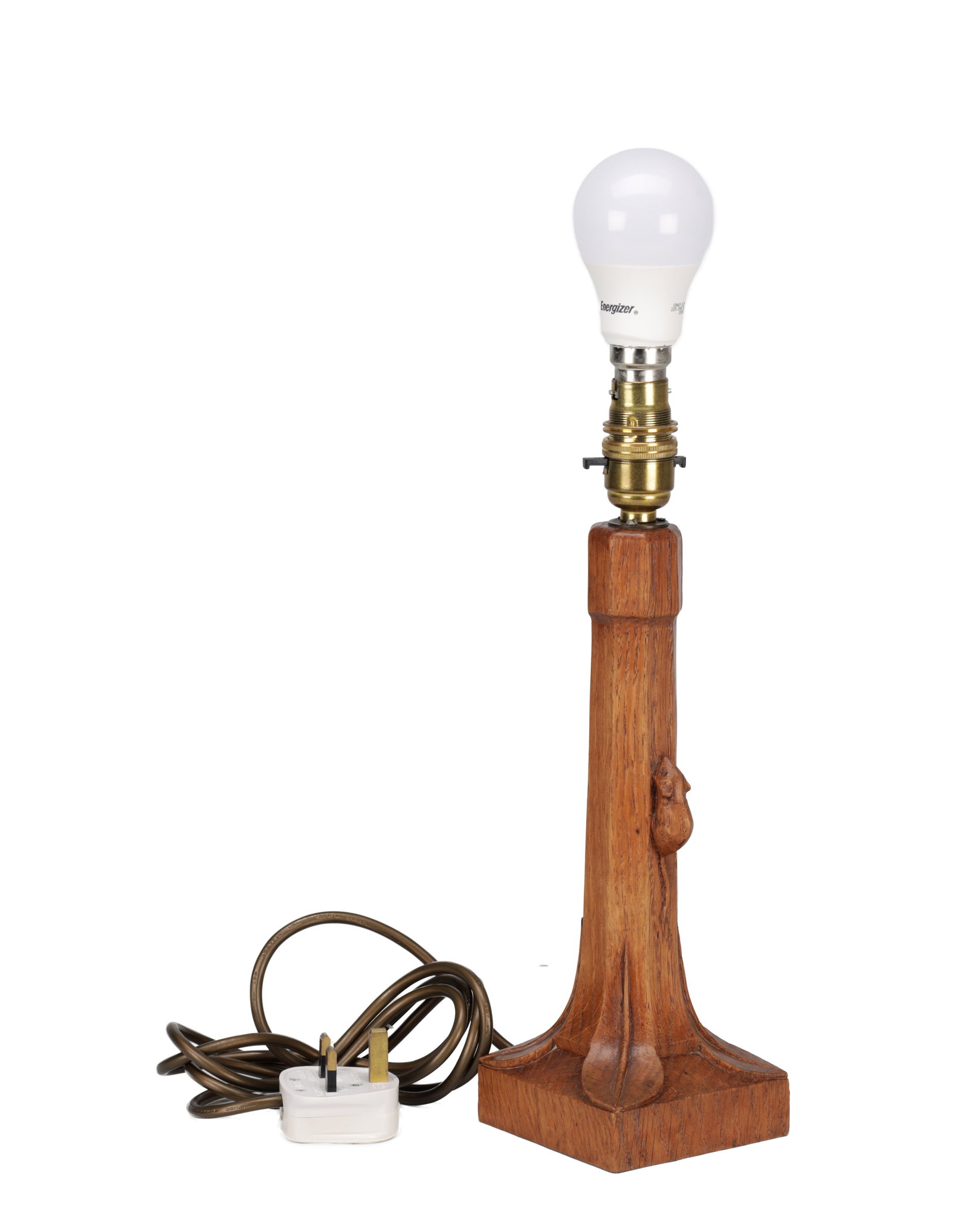 A 20TH CENTURY MOUSEMAN ENGLISH OAK TABLE LAMP (1 of 5)
