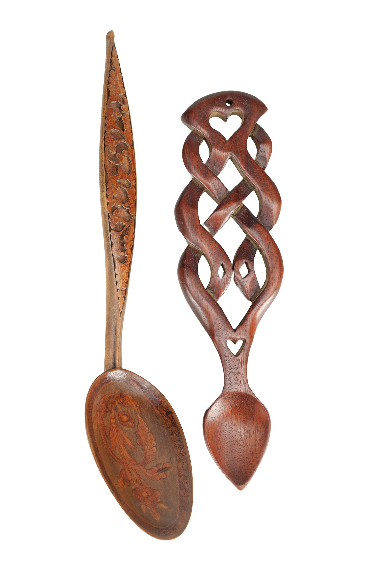 TWO CARVED WOODEN SPOONS (1 of 6)