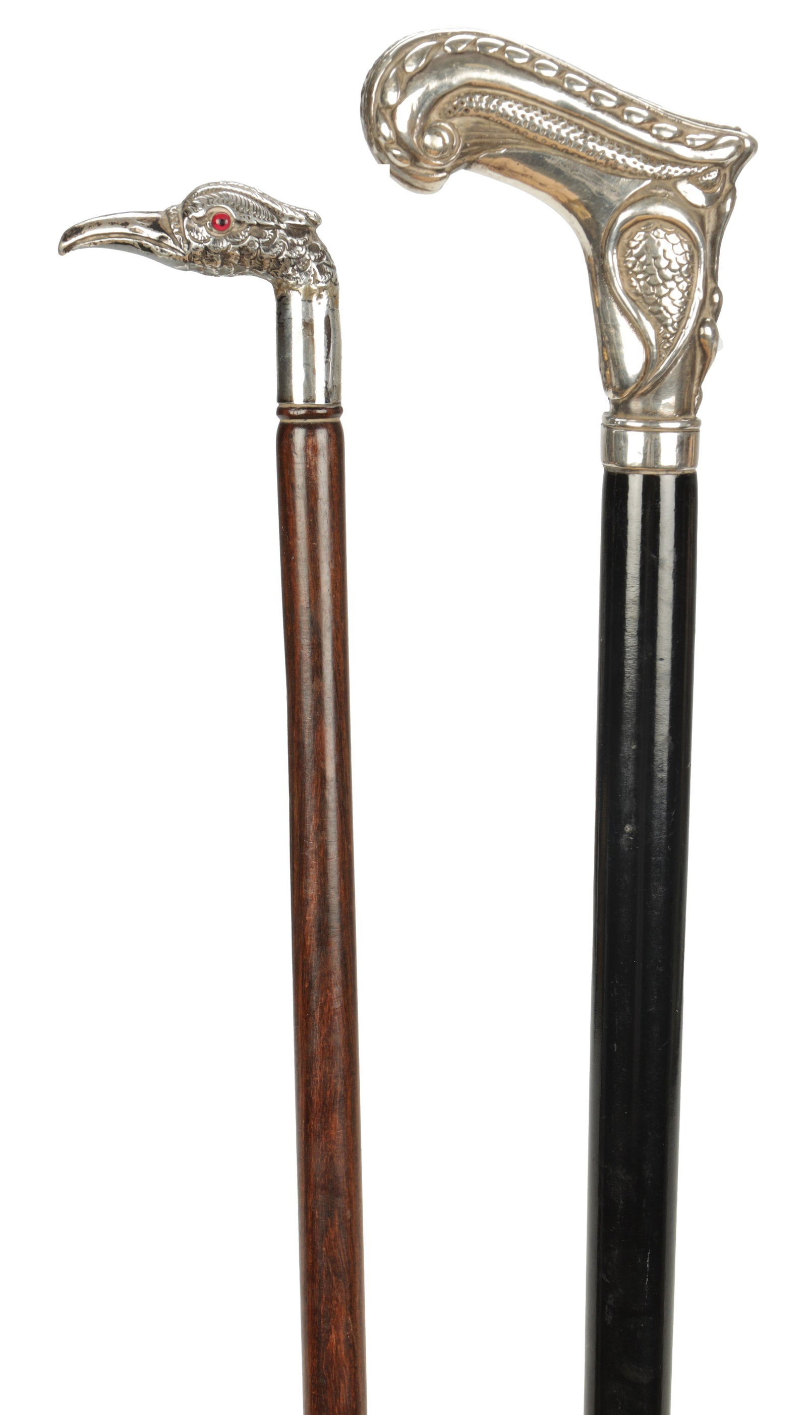 TWO LATE 19TH CENTURY SILVER TOPPED WALKING CANES (1 of 9)