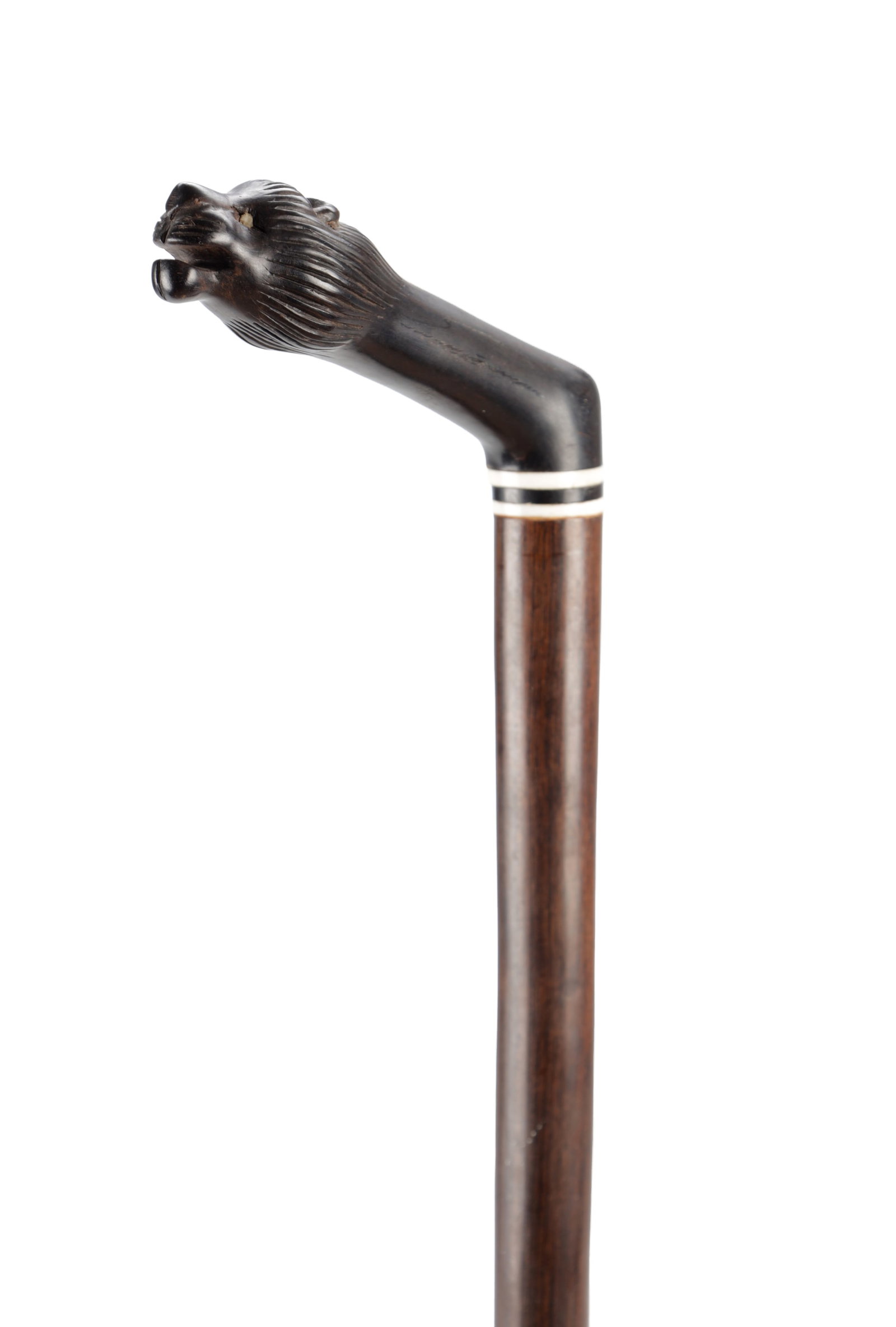 A 19TH/20TH CENTURY INDIAN HARDWOOD WALKING CANE WITH CARVED LION'S HEAD HANDLE (1 of 6)