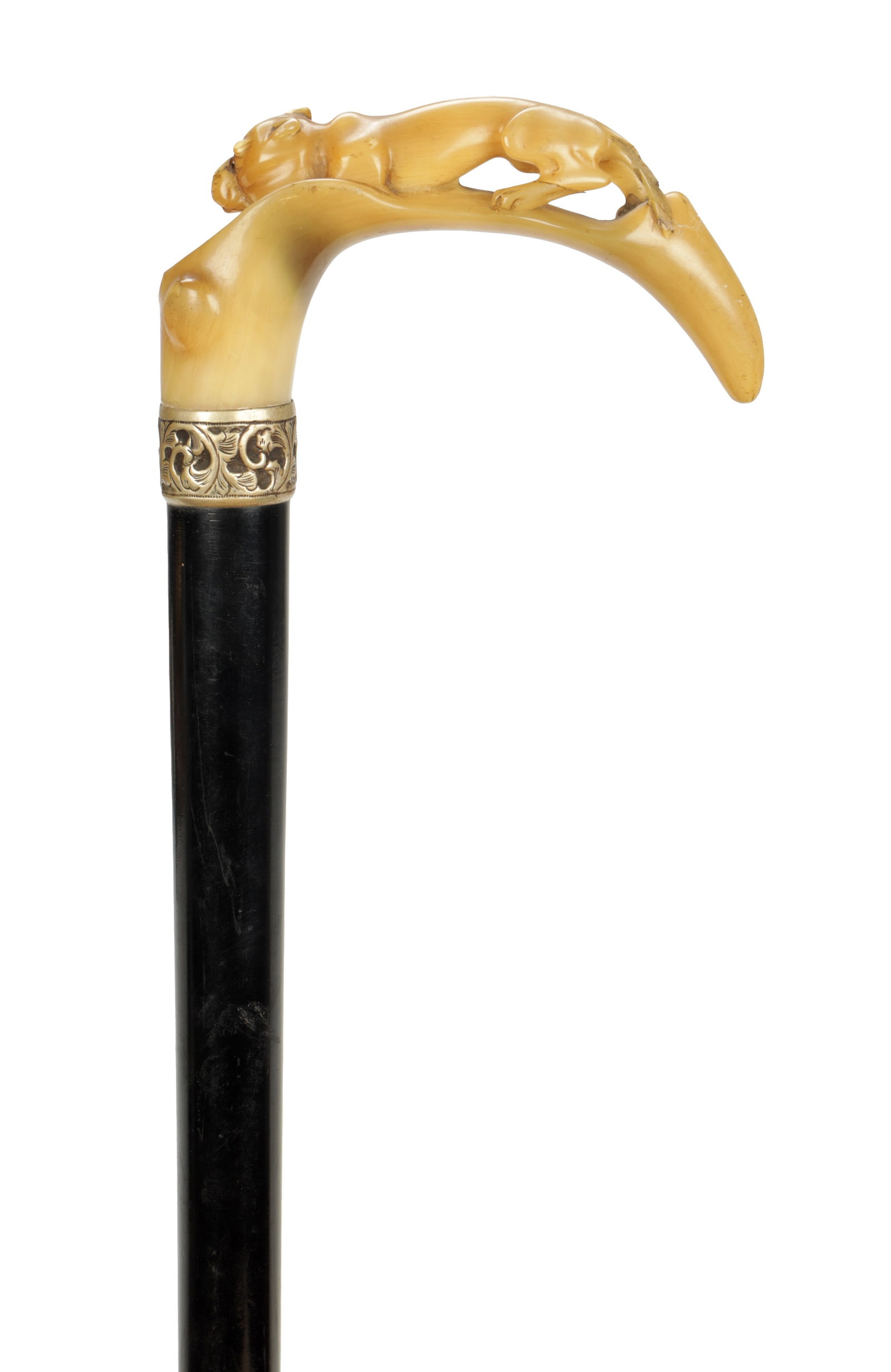 A 19TH CENTURY HORN HANDLED WALKING STICK (1 of 8)