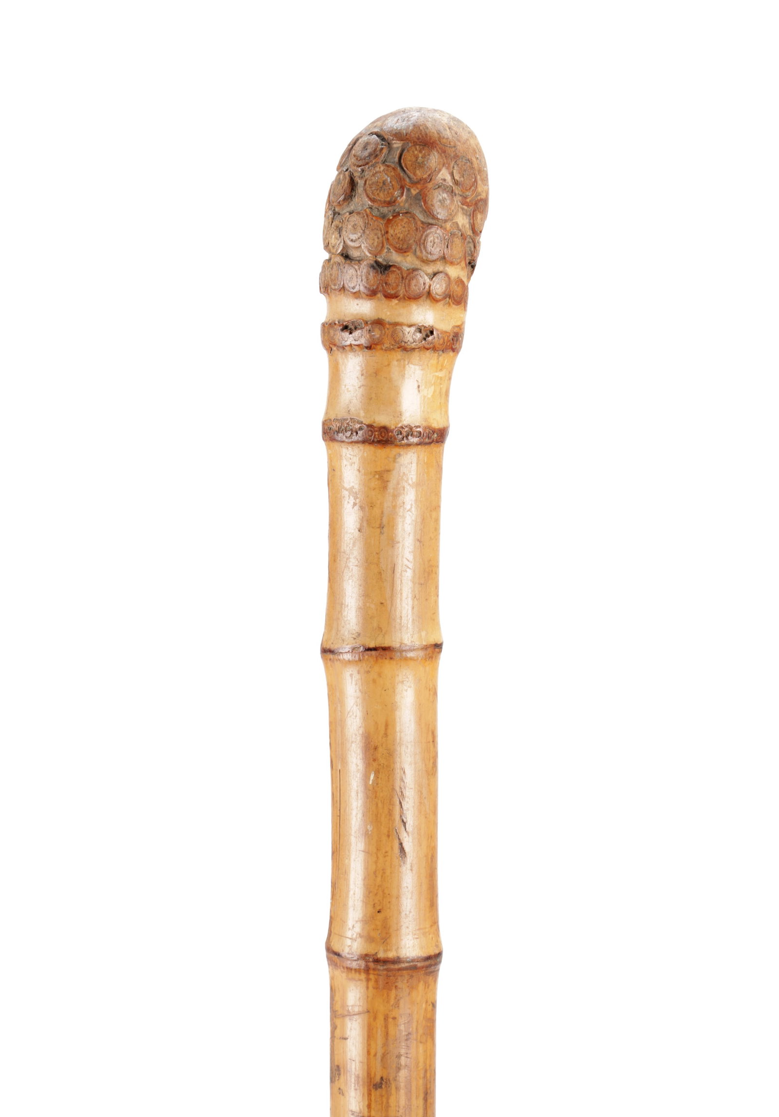 A LATE 19TH TO EARLY 20TH CENTURY BAMBOO FISHING ROD WALKING CANE (1 of 9)