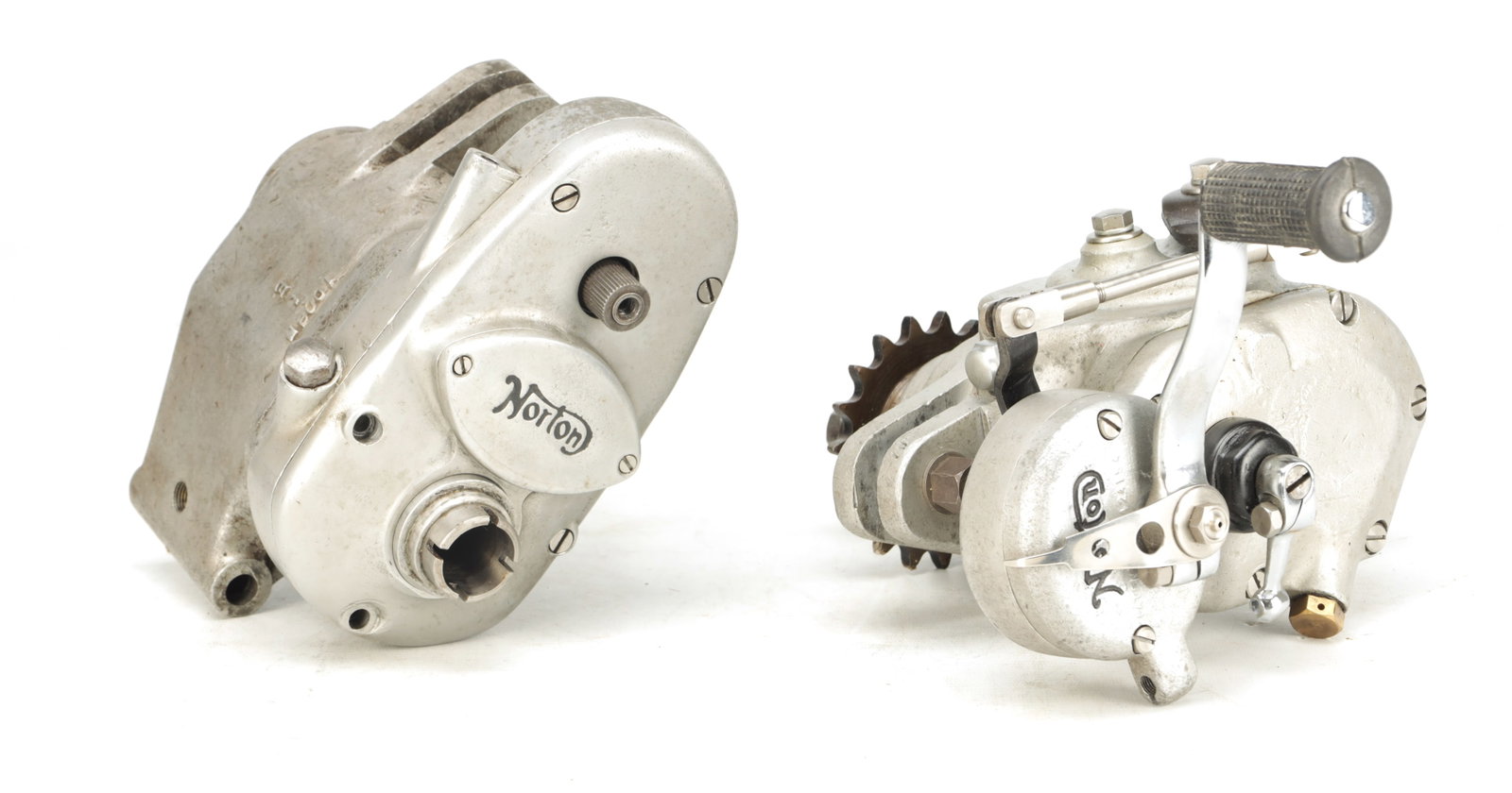 TWO VINTAGE NORTON MOTORCYCLE RACING GEARBOXES (1 of 9)