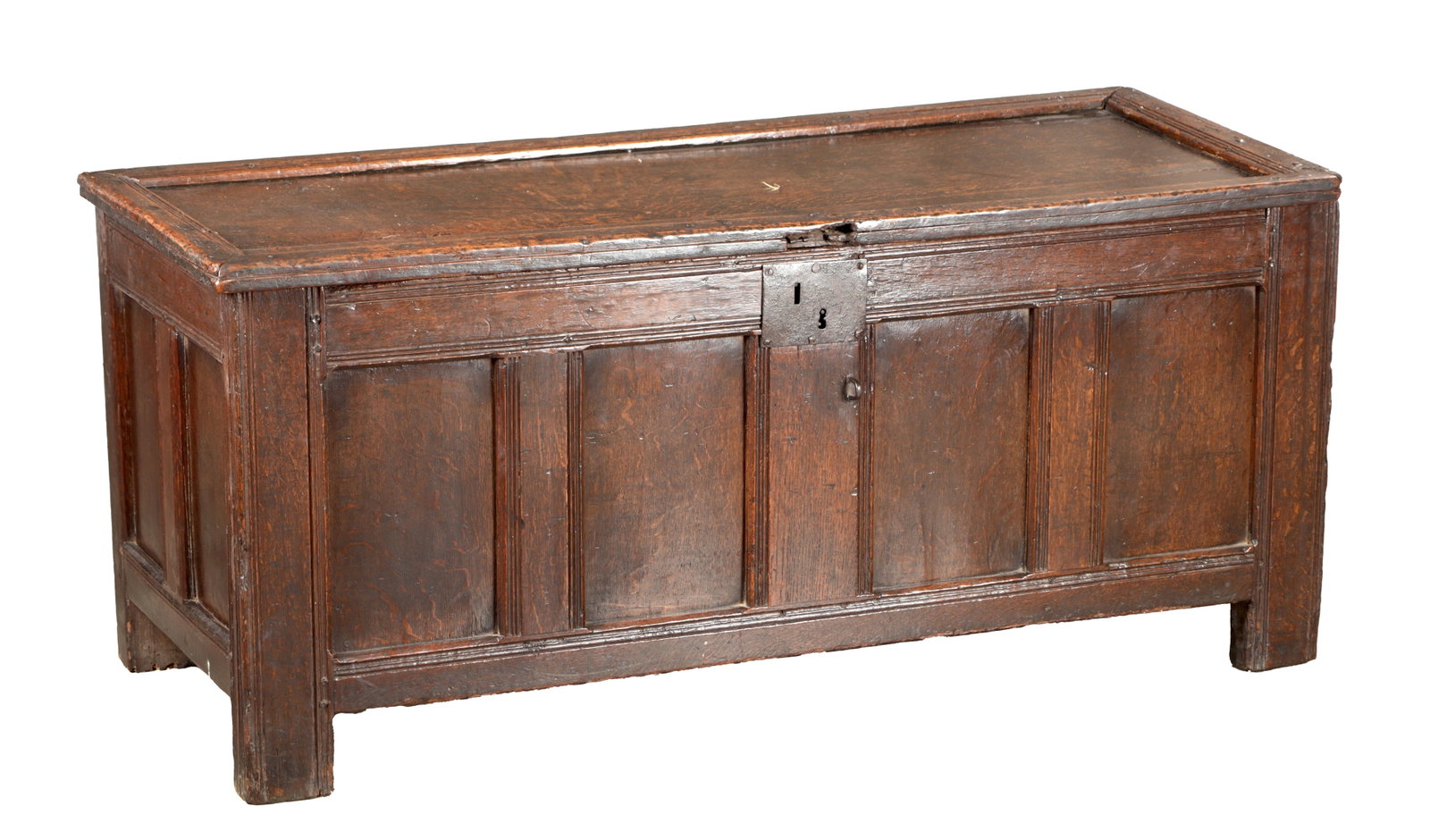 A LATE ELIZABETHAN TRAY TOP OAK COFFER (1 of 13)